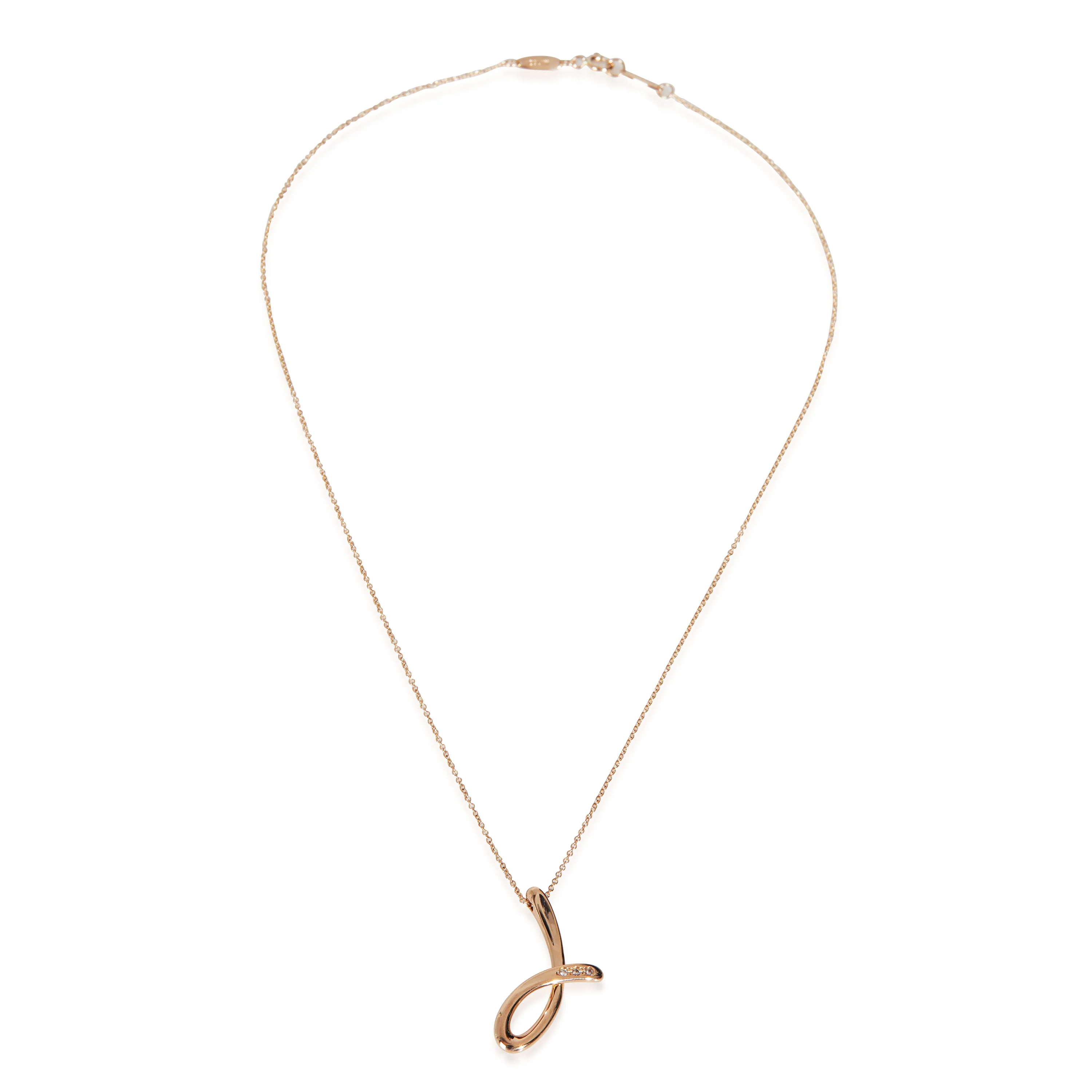 Rose Gold Diamond Elsa Peretti Letter J Pendant - Image 2