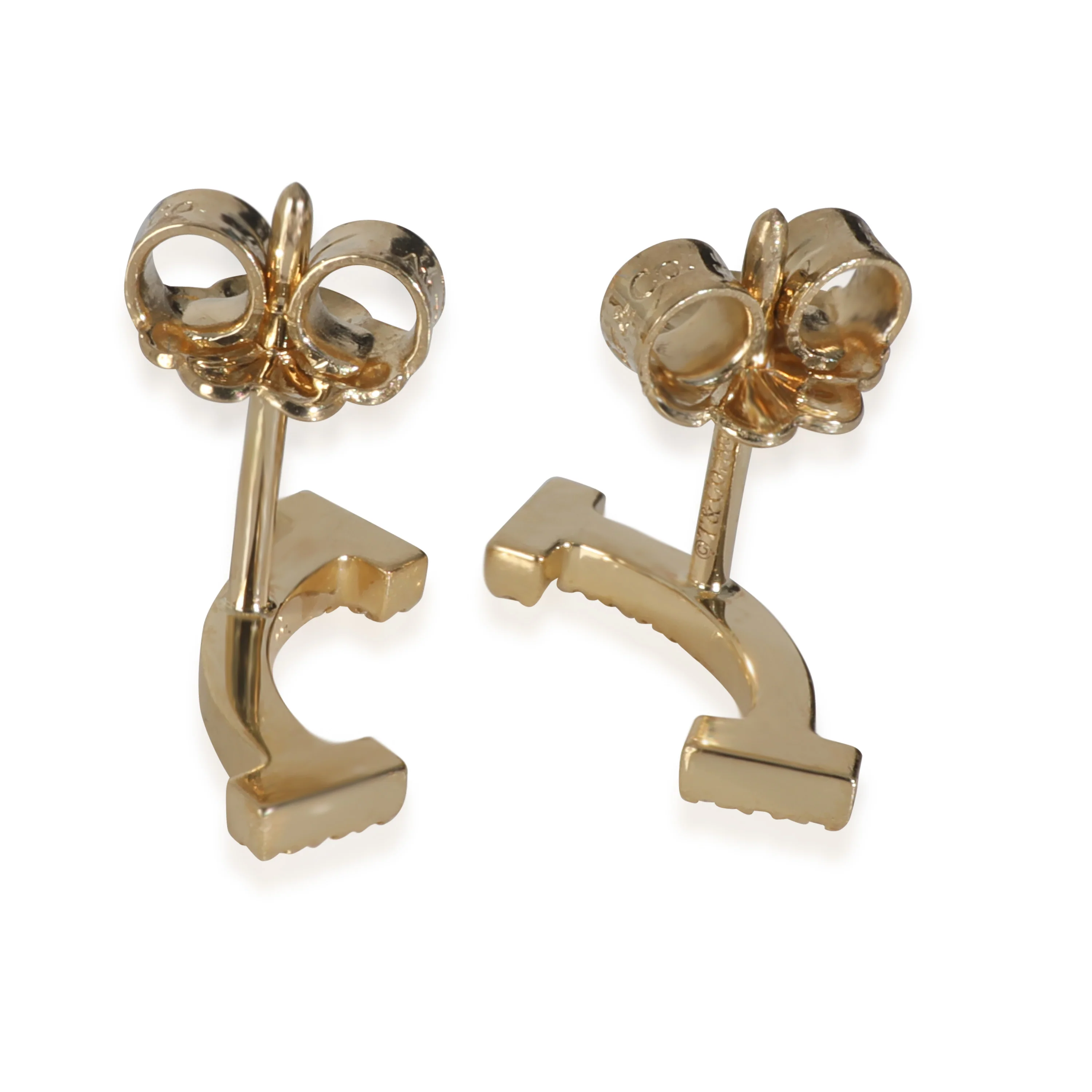 Yellow Gold Diamond Tiffany T Smile Earrings - Image 3