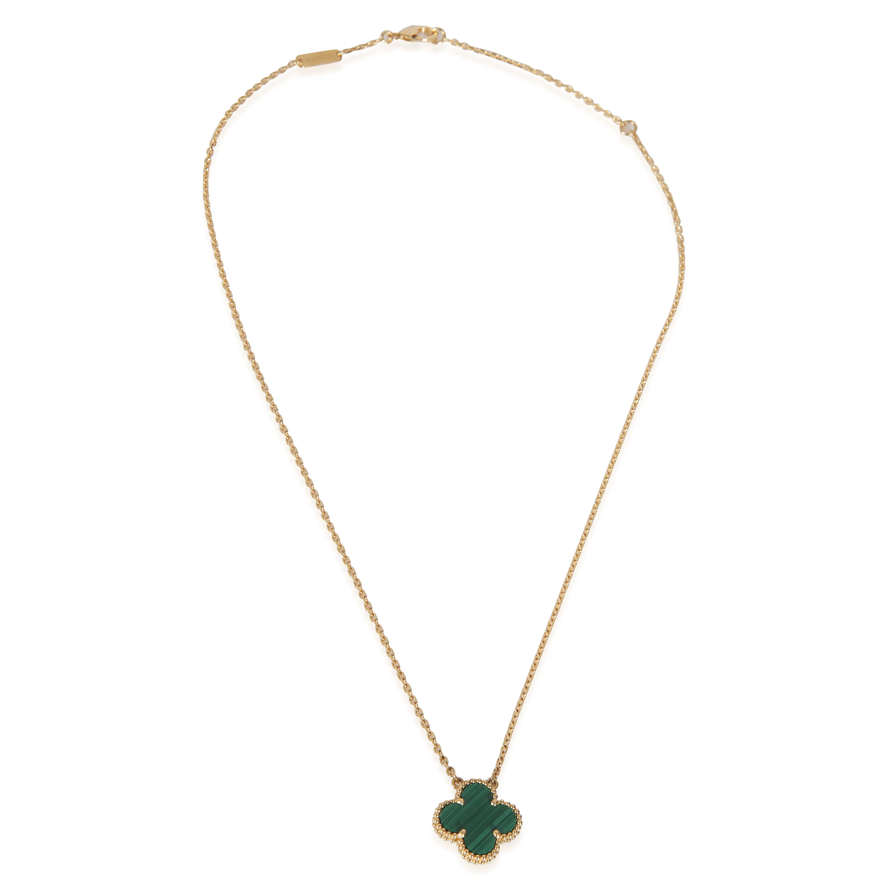 Yellow Gold Malachite Vintage Alhambra Pendant - Image 2