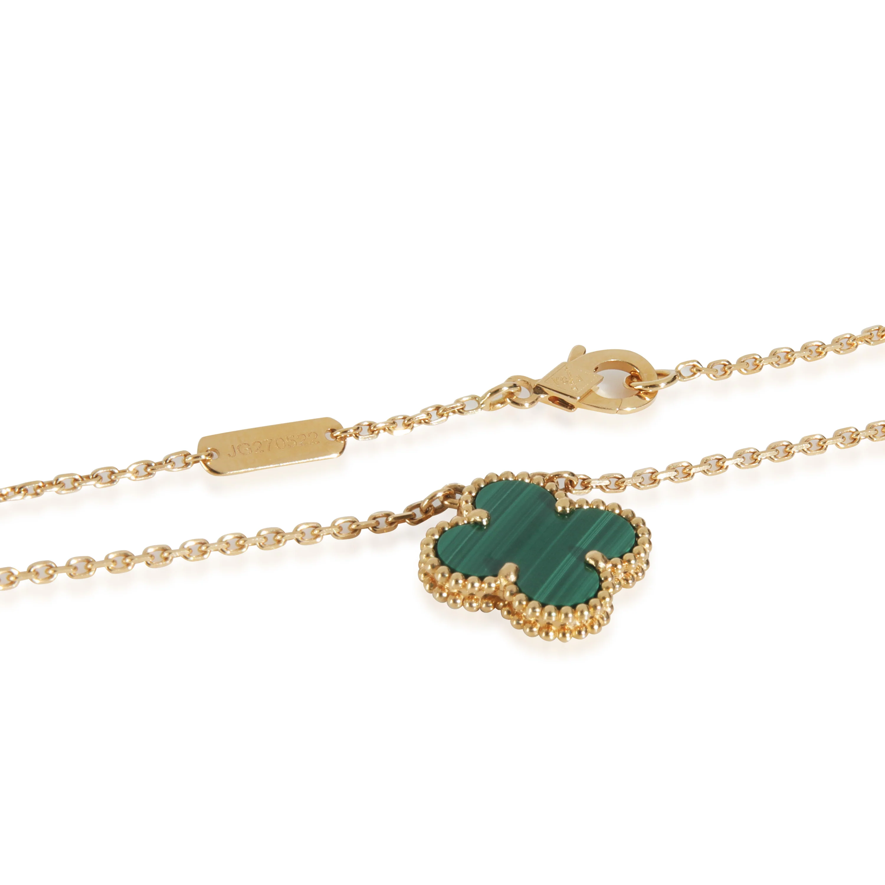 Yellow Gold Malachite Vintage Alhambra Pendant - Image 3