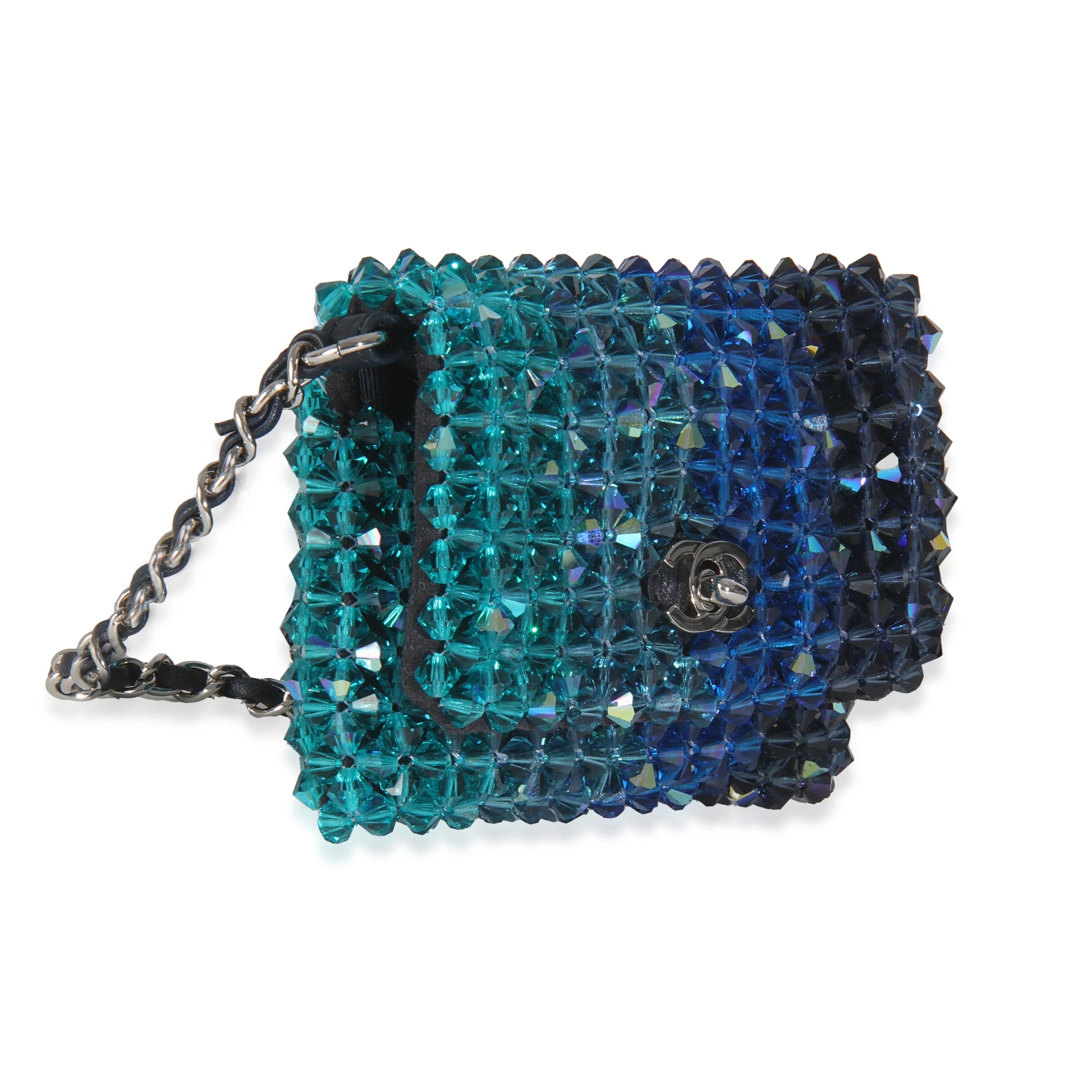 Blue Ombre Beaded Micro Clutch On Chain - Image 3
