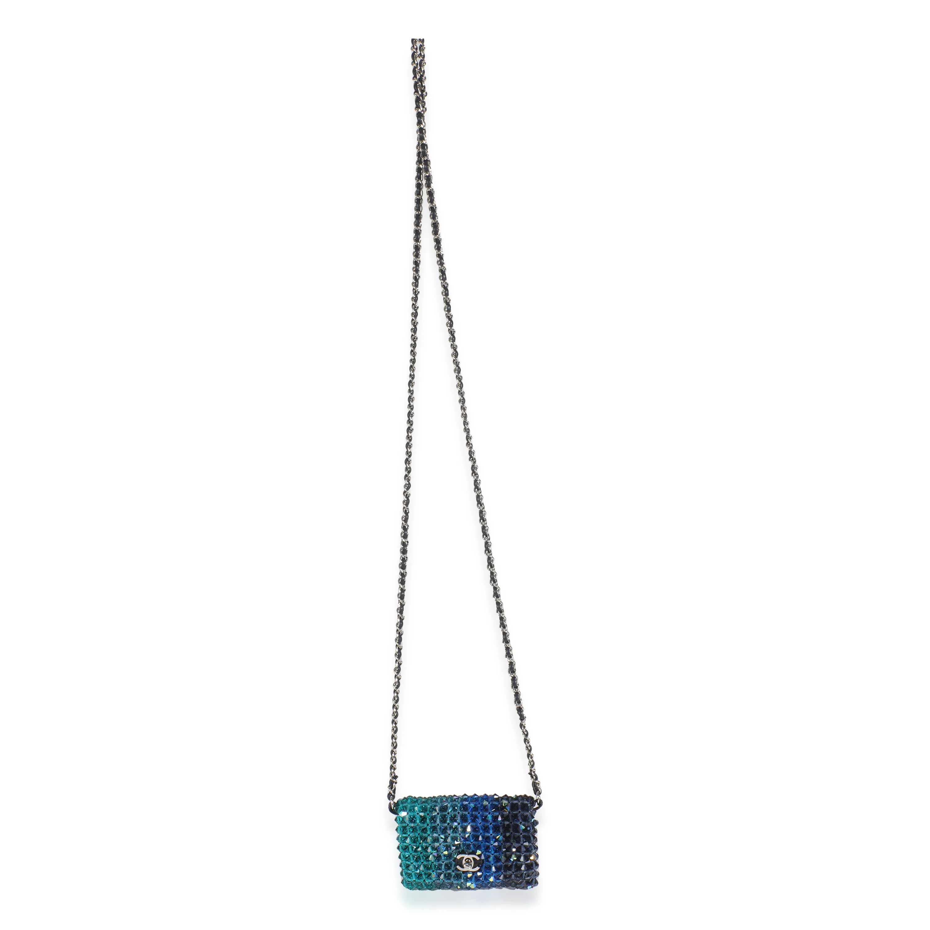 Blue Ombre Beaded Micro Clutch On Chain - Image 8