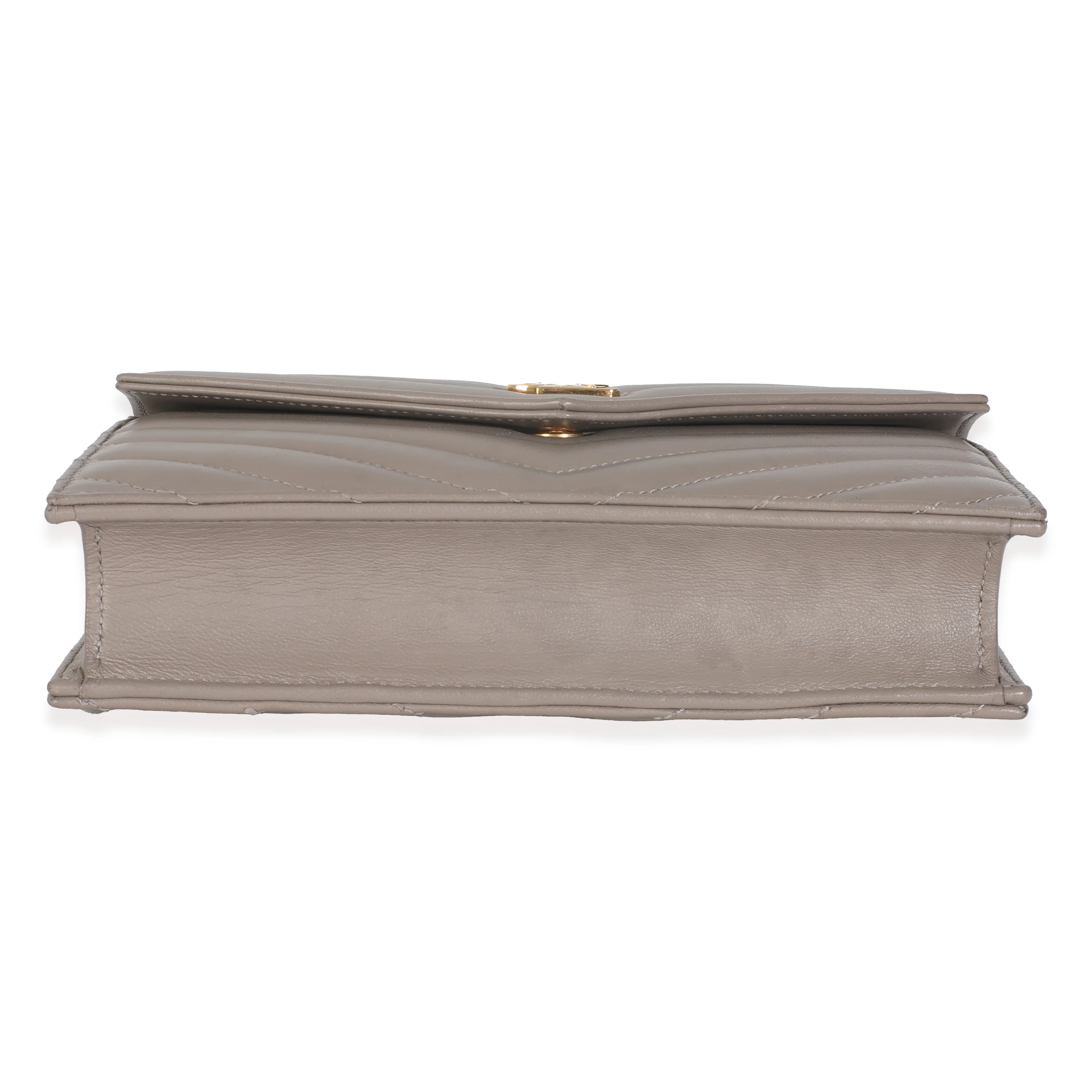 Grey Calfskin Chevron Cassandre Envelope Chain Wallet - Image 5