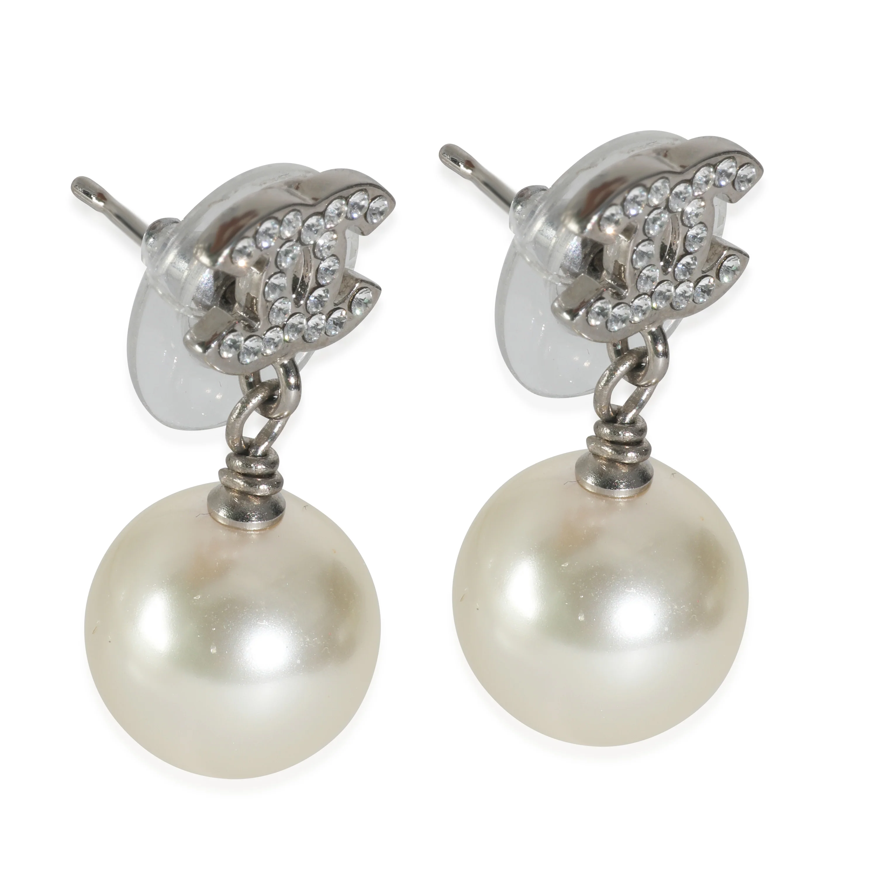 2020 Faux Pearl & Strass CC Earrings - Image 2