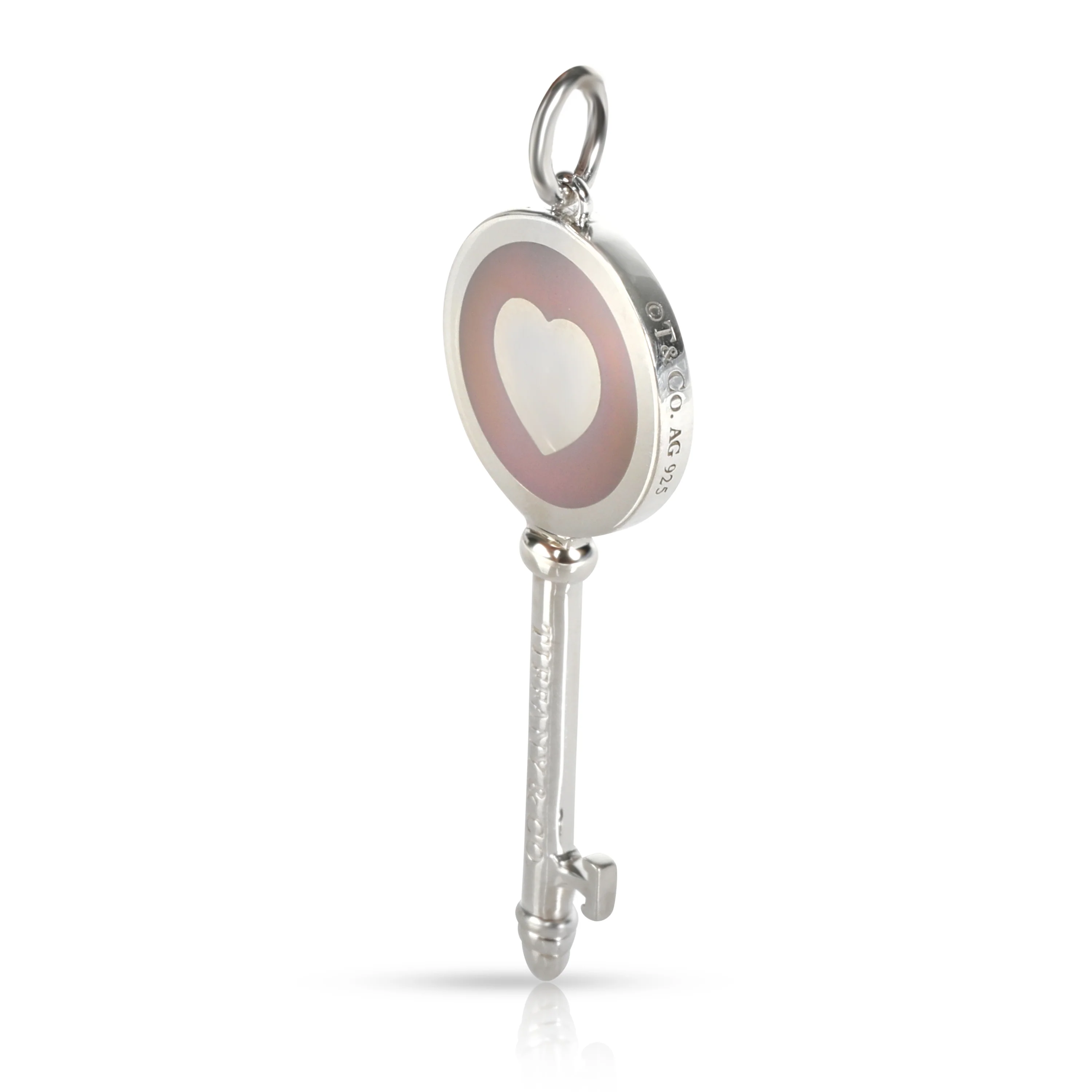 Sterling Silver  Lavender Enamel Heart Key Pendant - Image 2