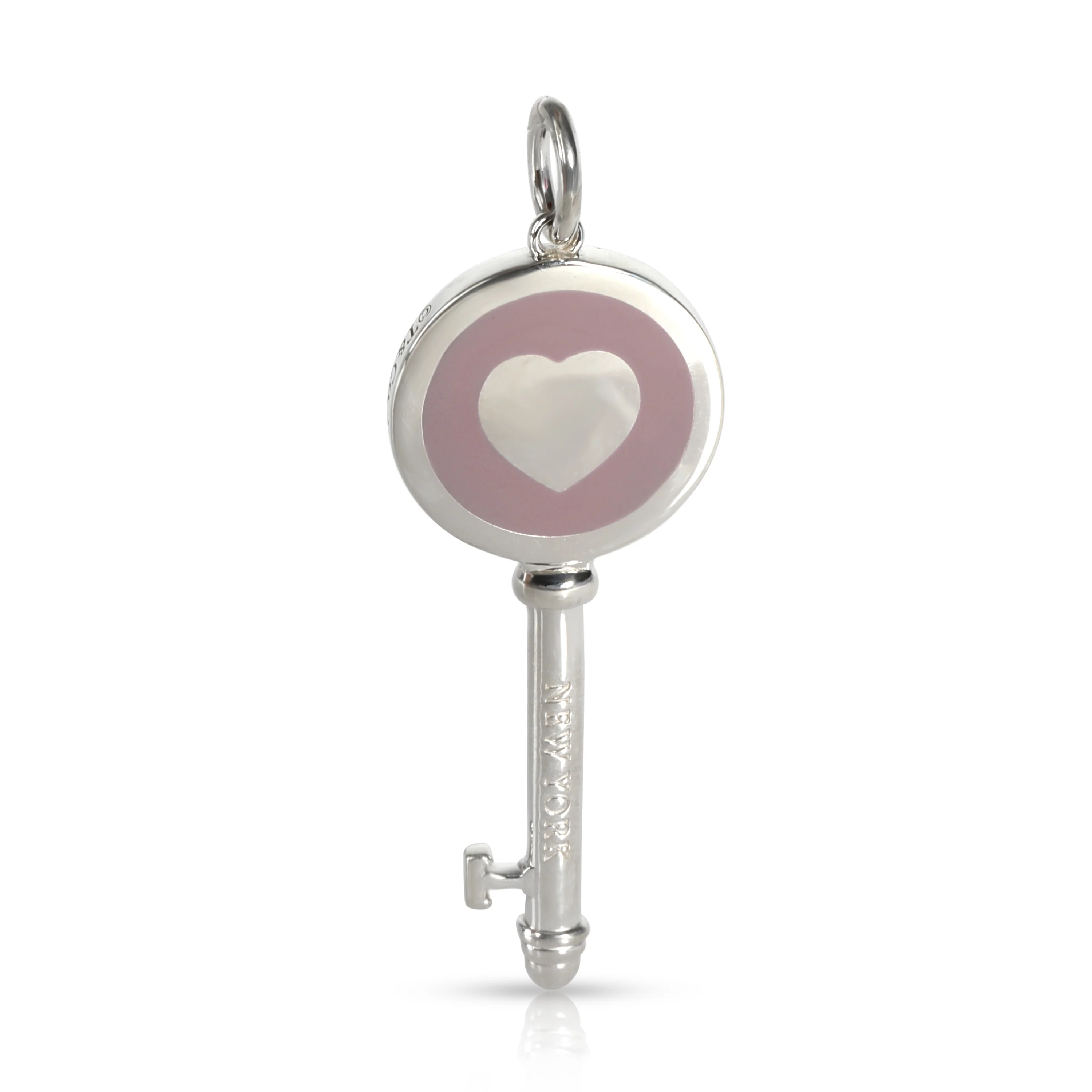 Sterling Silver  Lavender Enamel Heart Key Pendant - Image 3