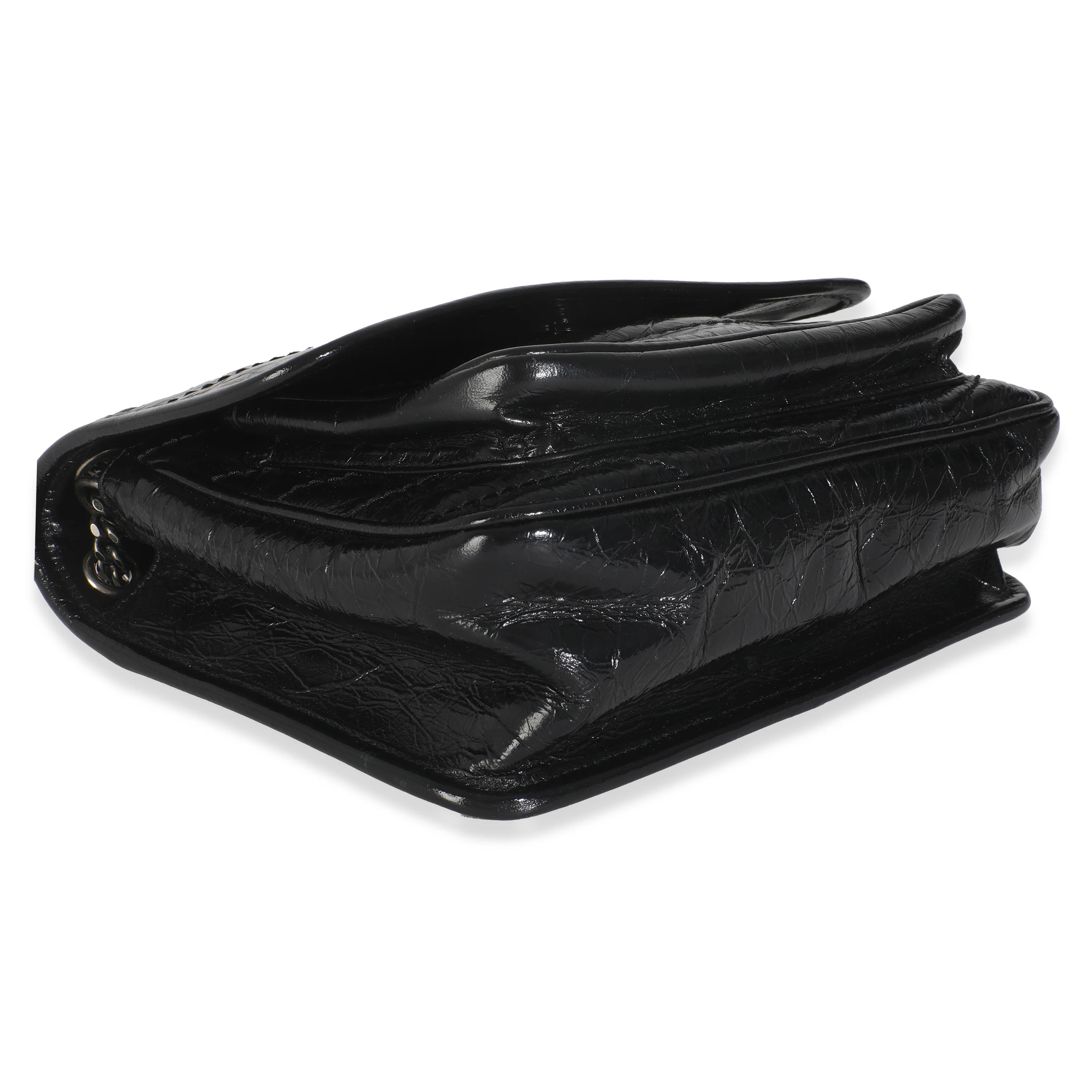 Black Crinkled Calfskin Matelasse Baby Niki Chain Satchel - Image 6