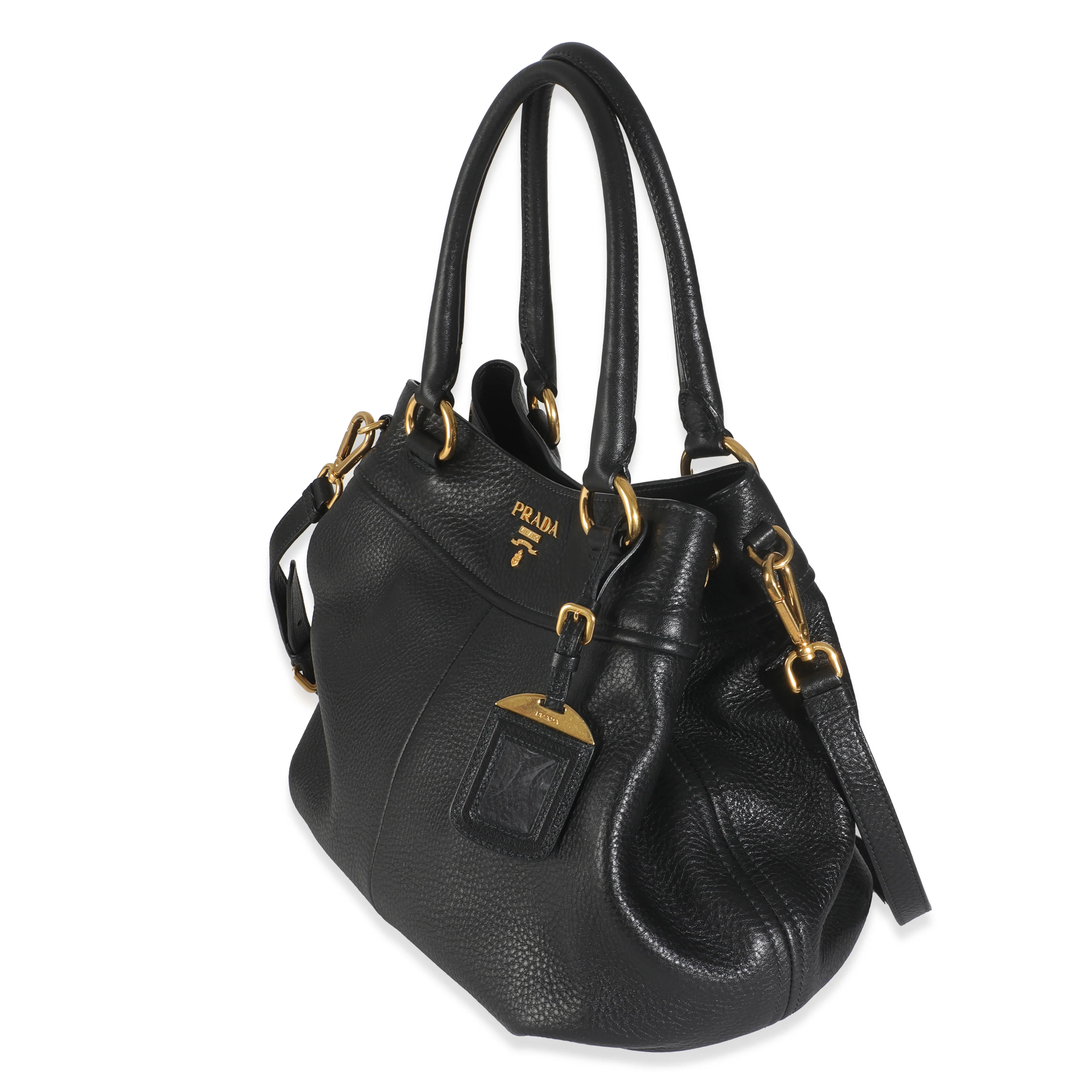Black Vitello Daino Small Tote Bag - Image 2