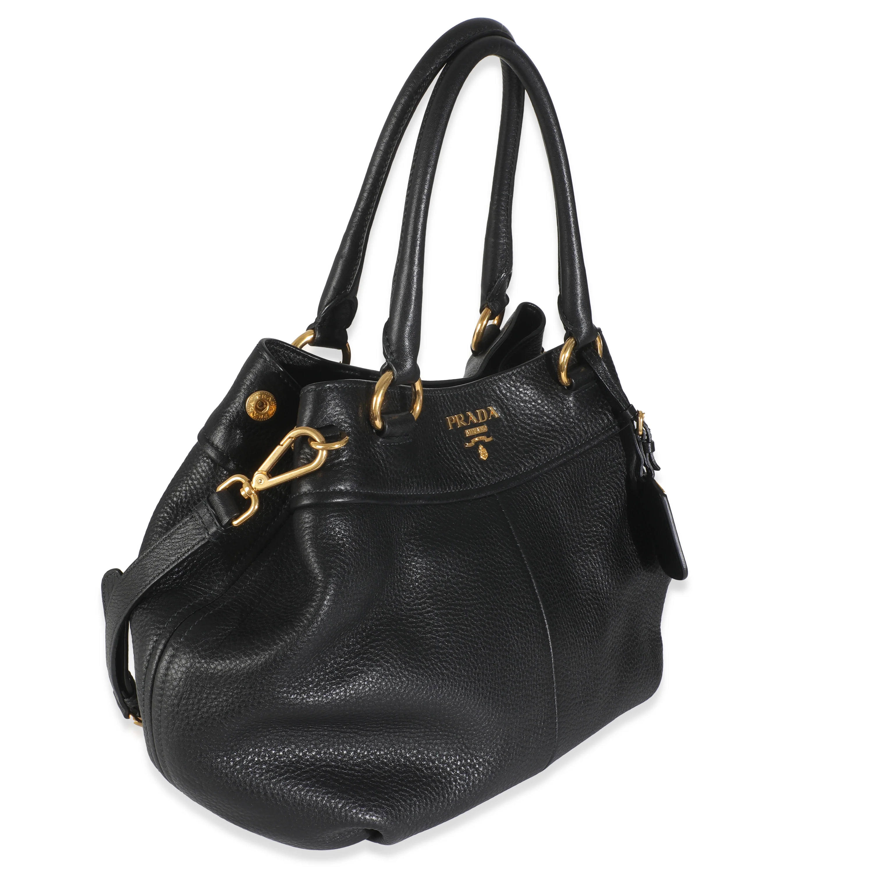 Black Vitello Daino Small Tote Bag - Image 3