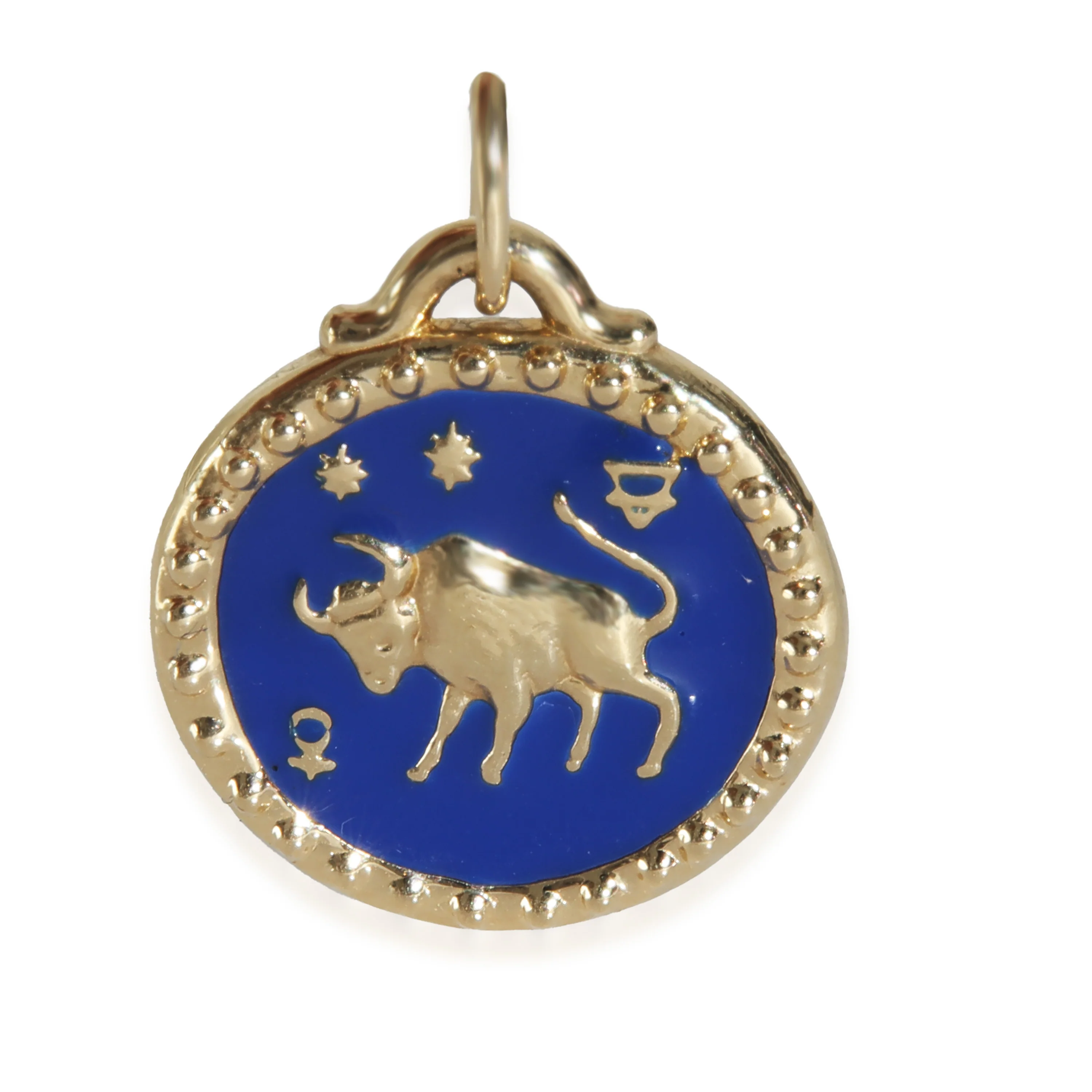 Yellow Gold Enamel Taurus Pendant Pendant