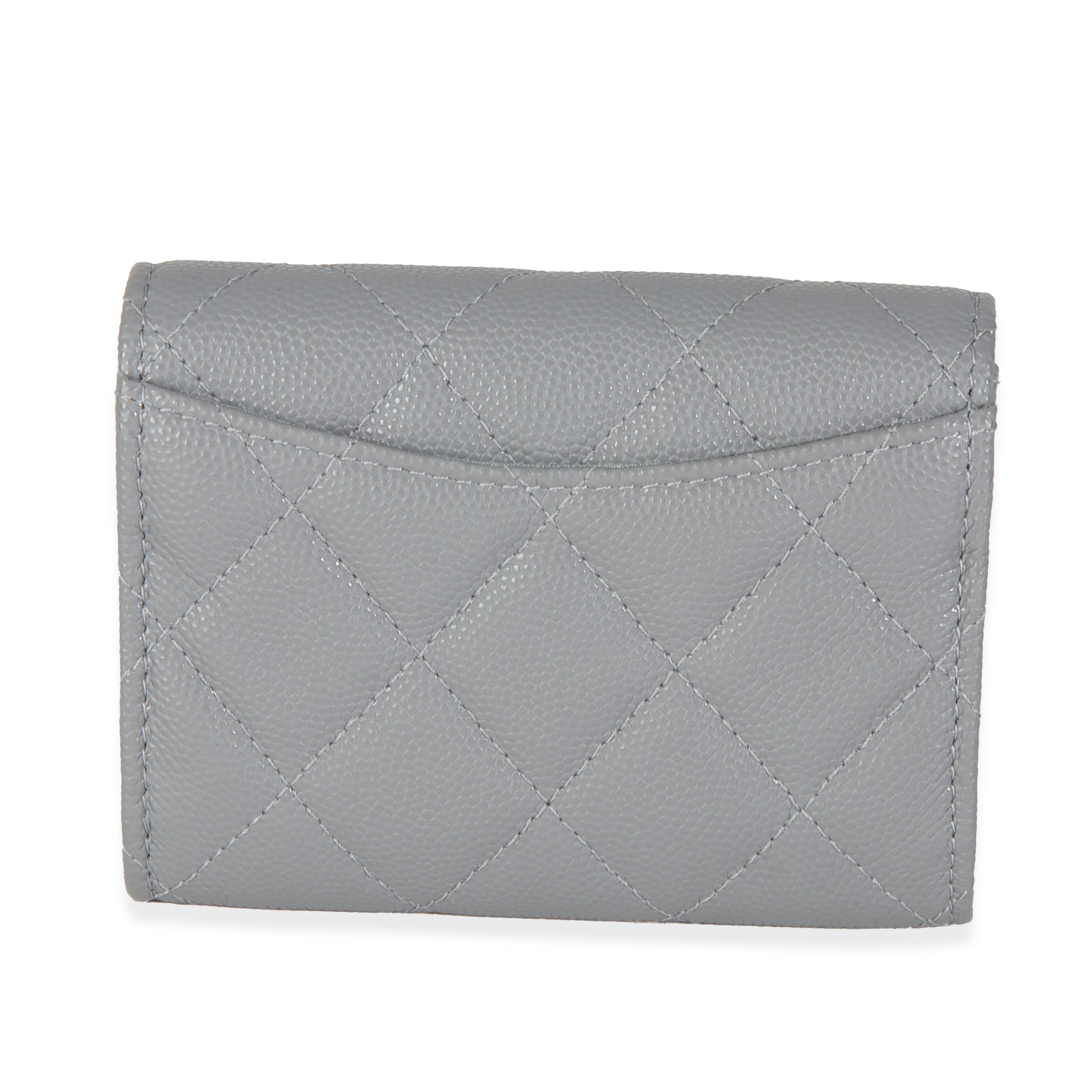 20C Grey Quilted Caviar Compact Wallet - Image 4