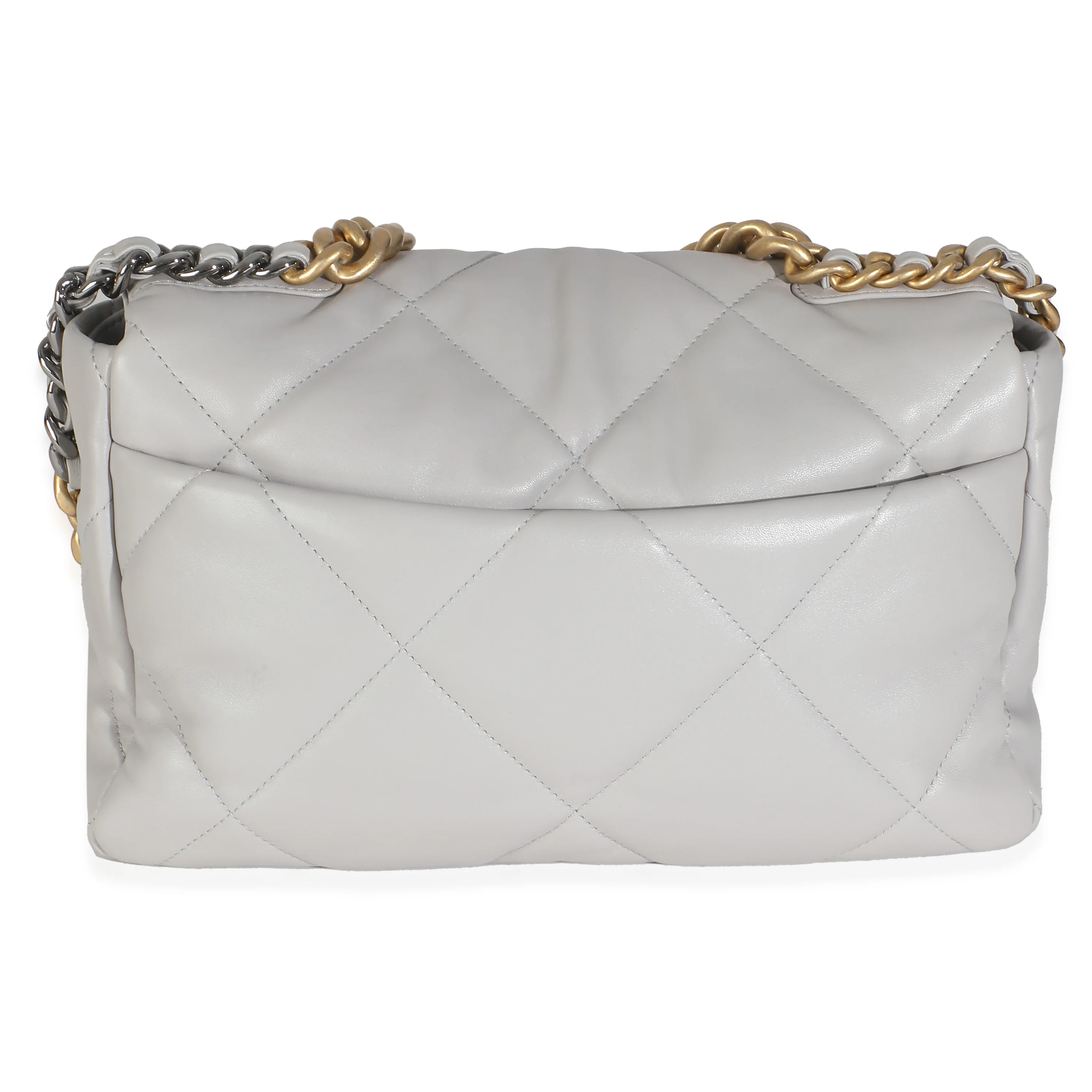 Light Grey Quilted Lambskin Large Chanel 19 Flap Bag - Image 4