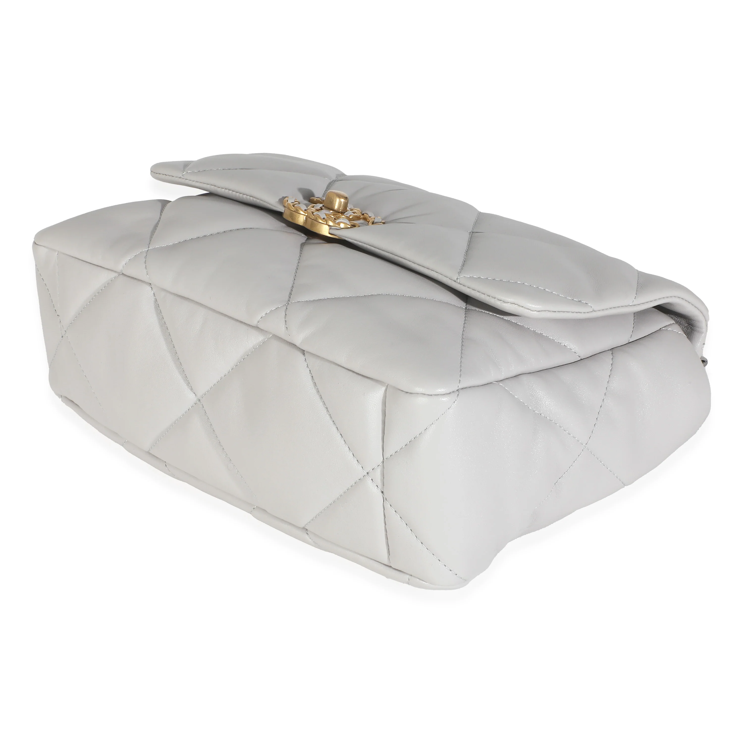 Light Grey Quilted Lambskin Large Chanel 19 Flap Bag - Image 7