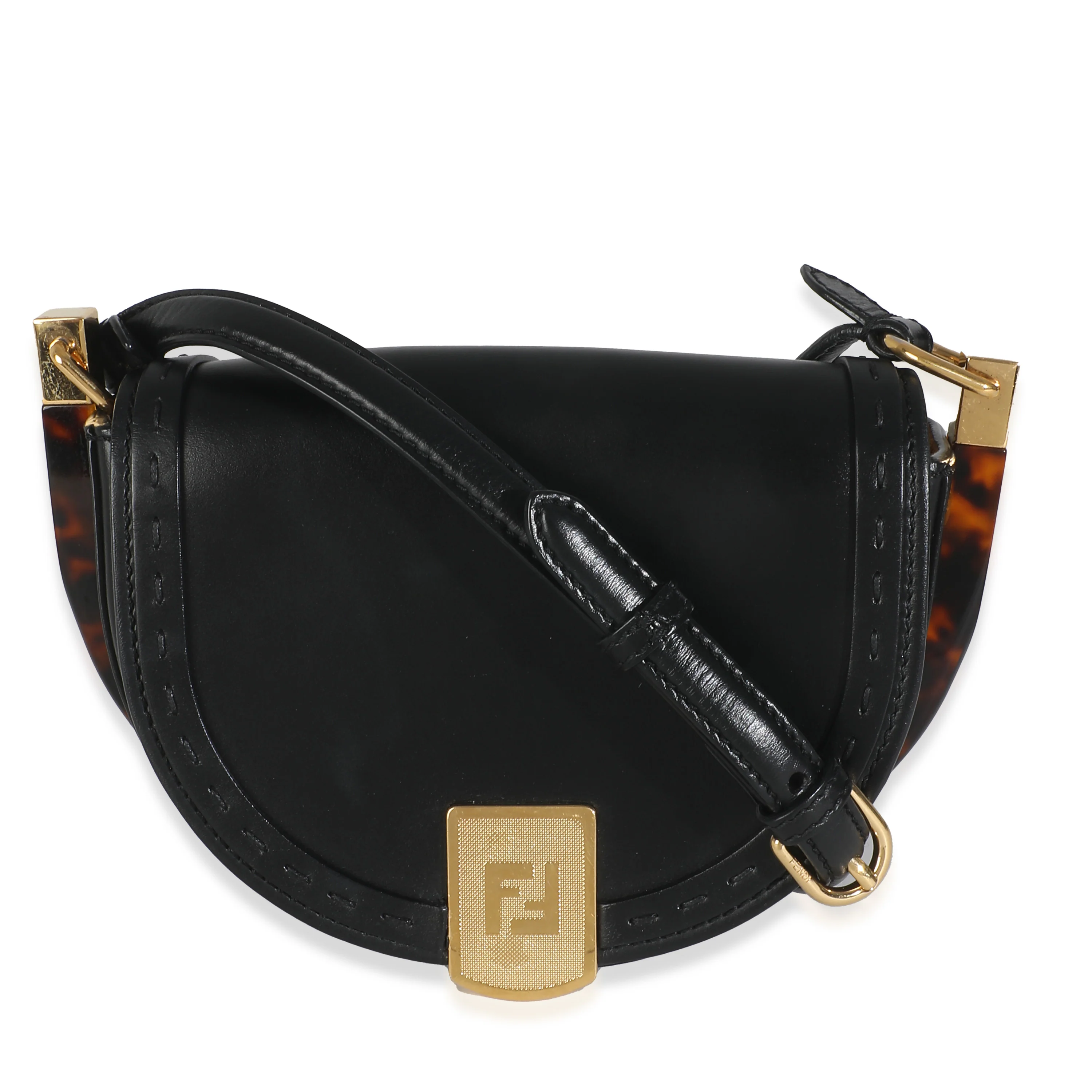 Black Vitello King Plexiglass Moonlight Shoulder Bag