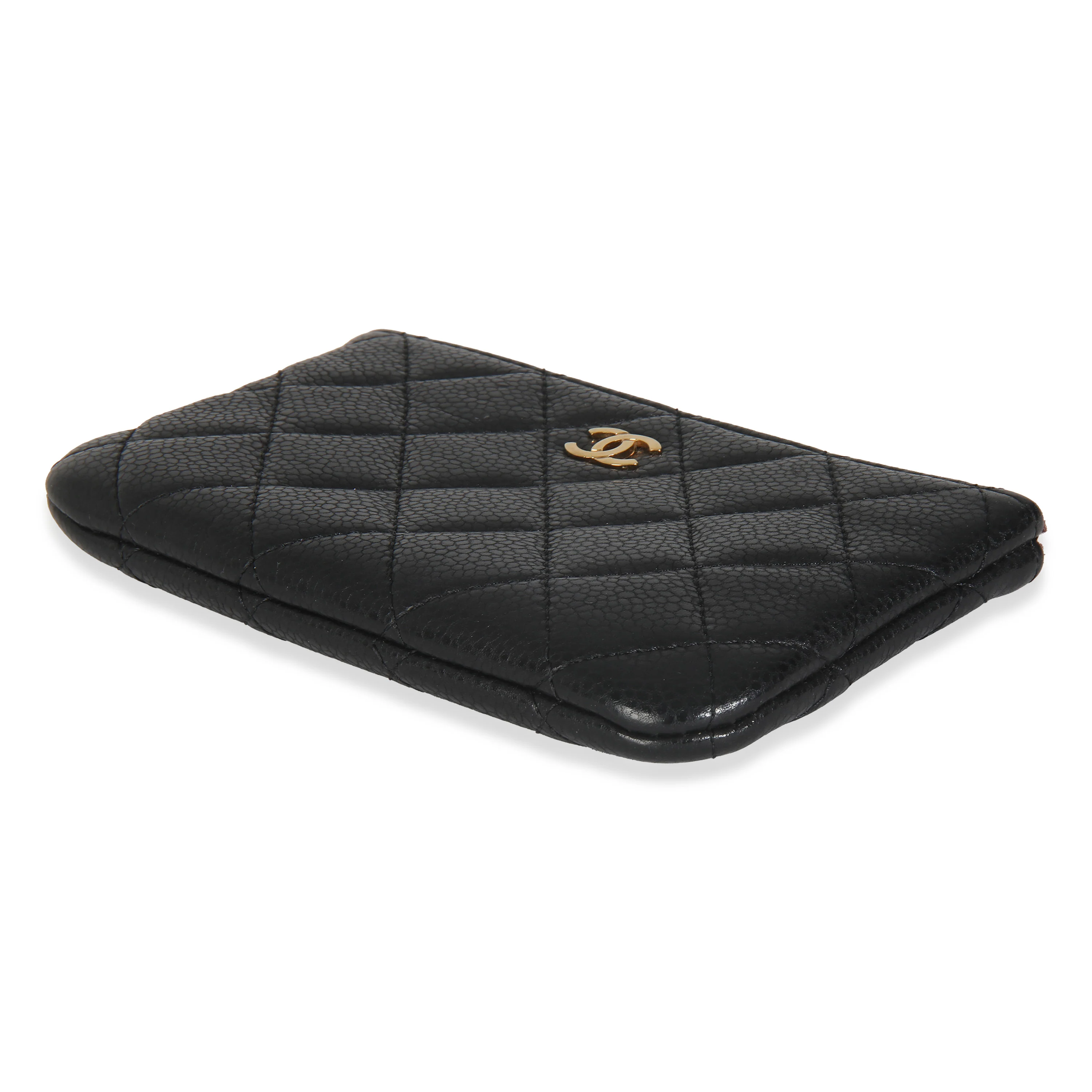 Black Quilted Caviar Small Cosmetic Case - Image 6