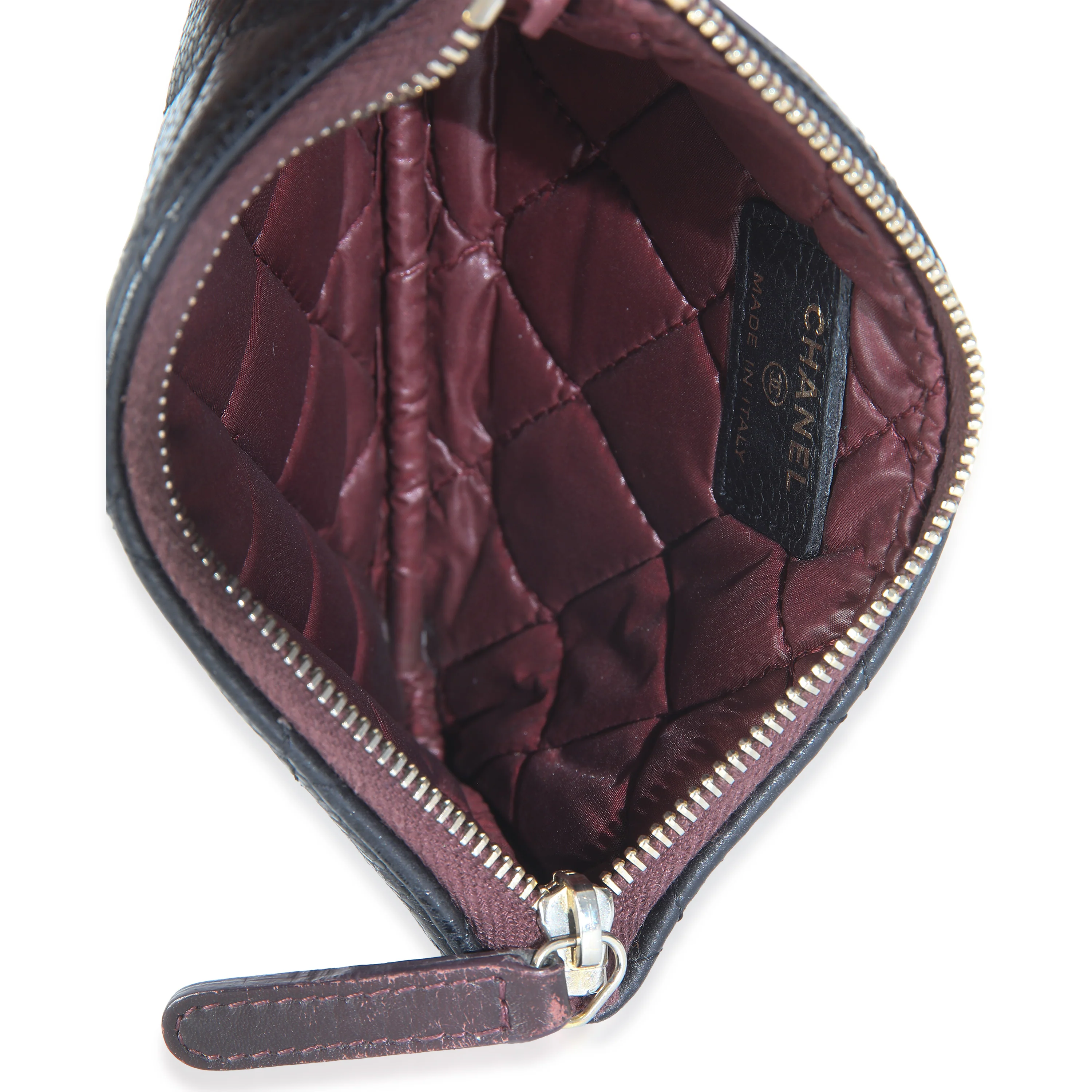Black Quilted Caviar Small Cosmetic Case - Image 7