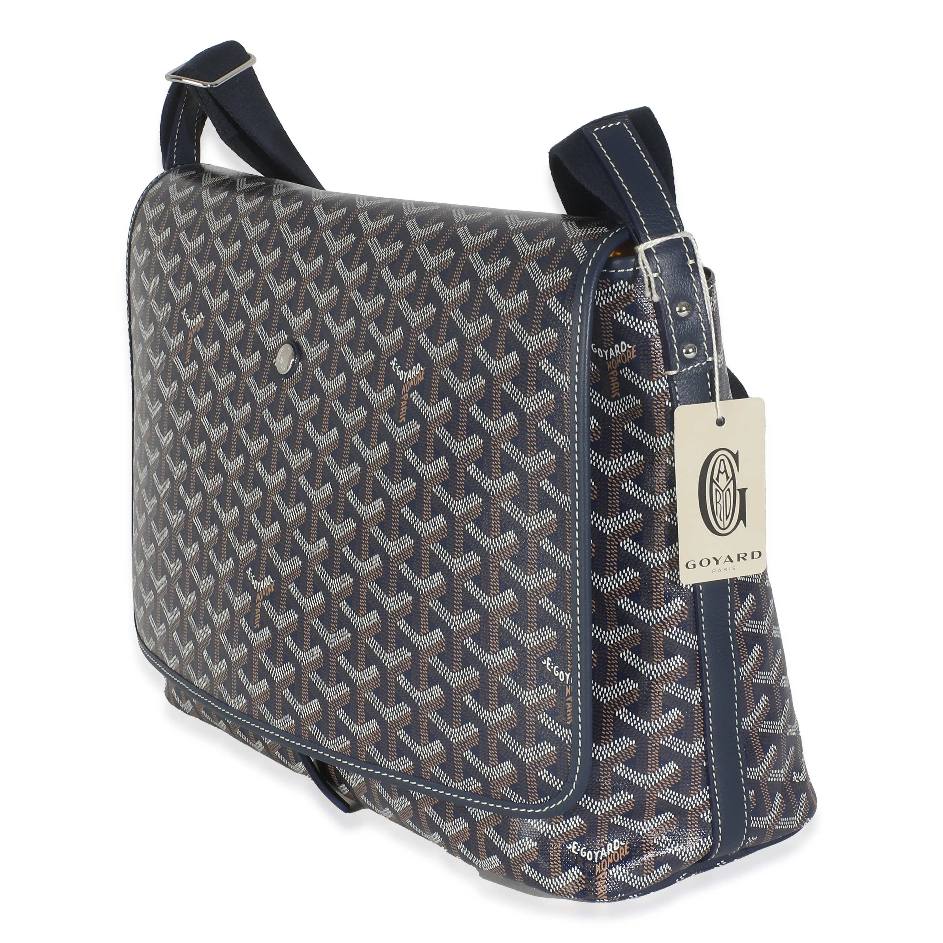 Navy Goyardine Canvas Capetien Messenger - Image 2