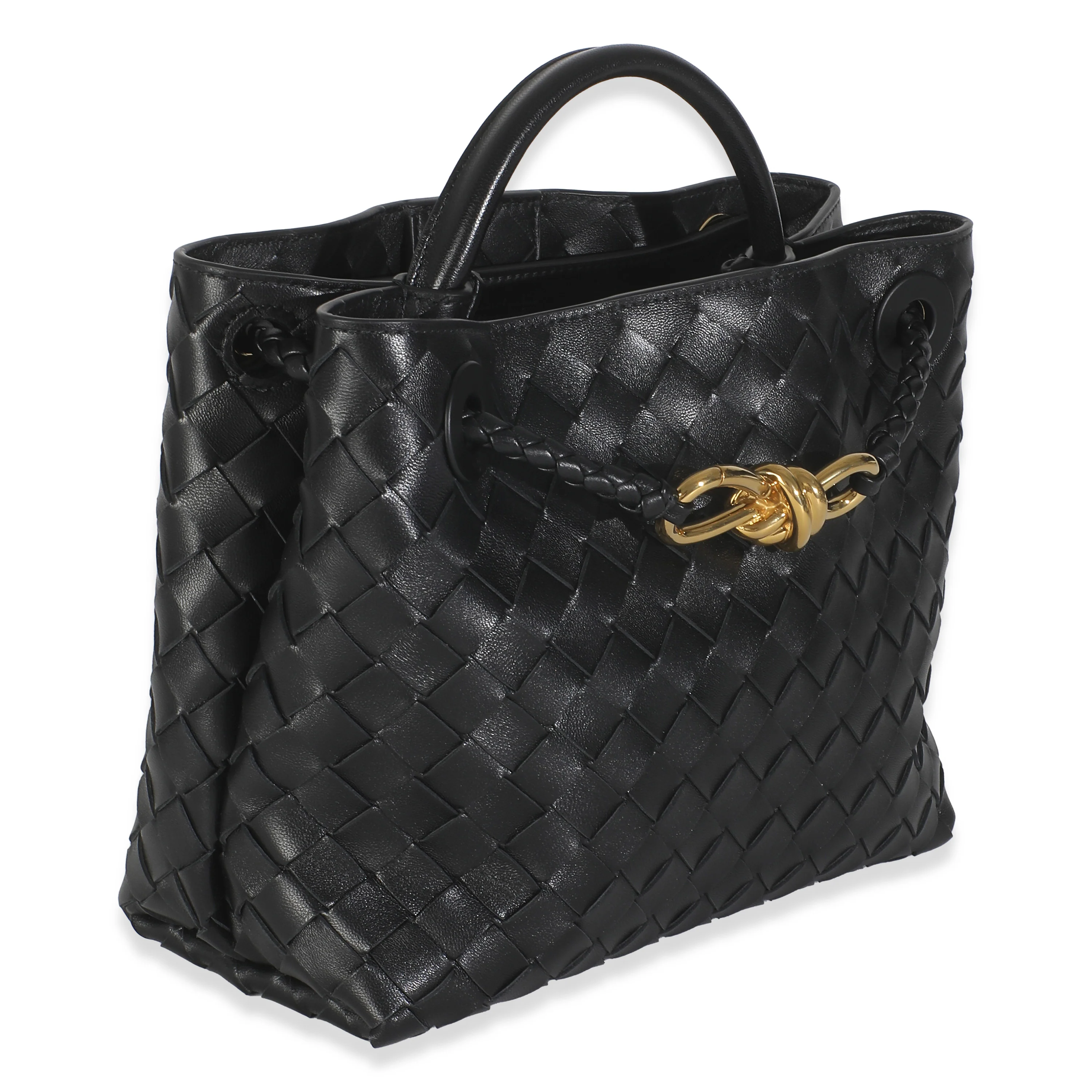 Black Nappa Intrecciato Small Andiamo Bag - Image 3