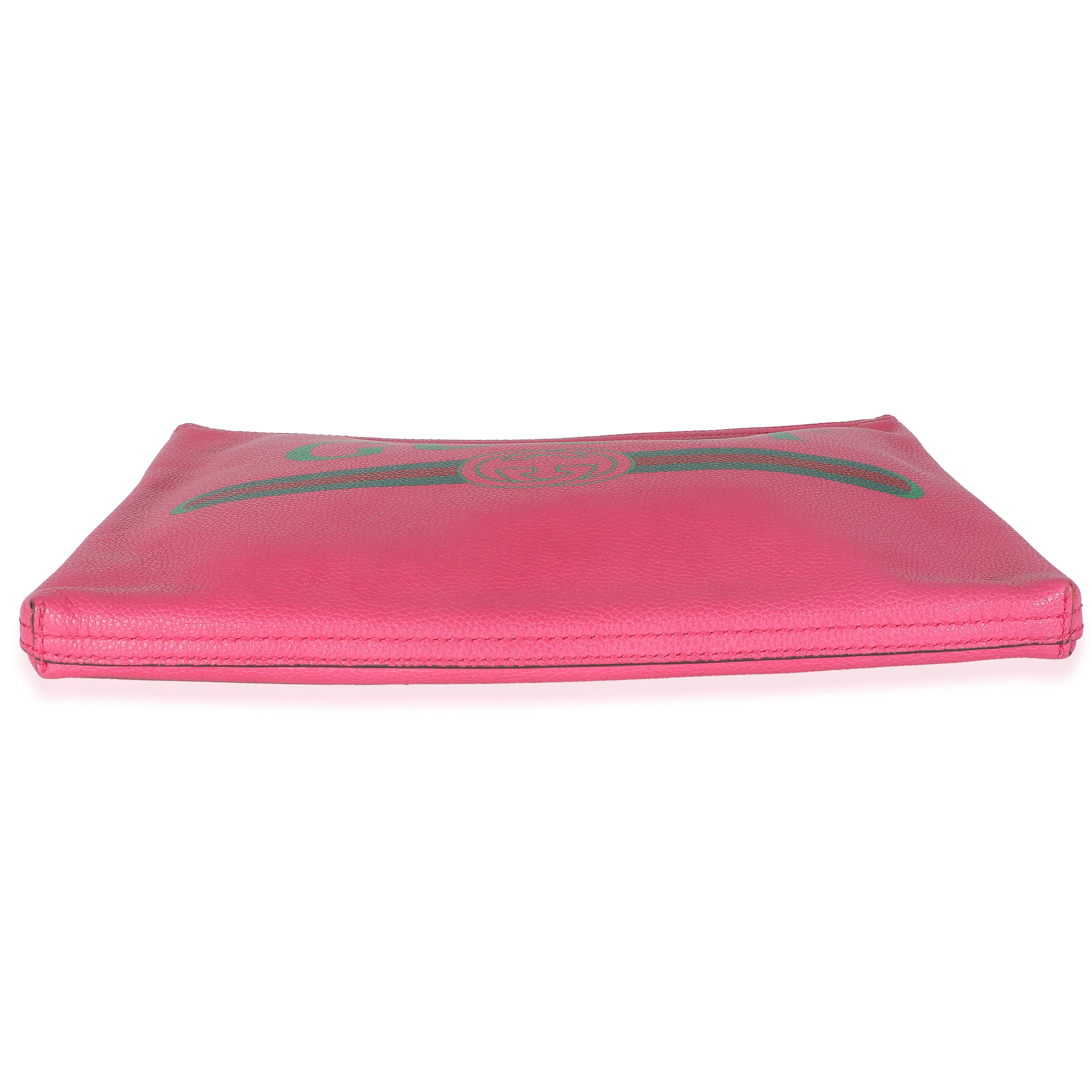 Pink Pebbled Calfskin Medium Logo Portfolio Clutch - Image 4
