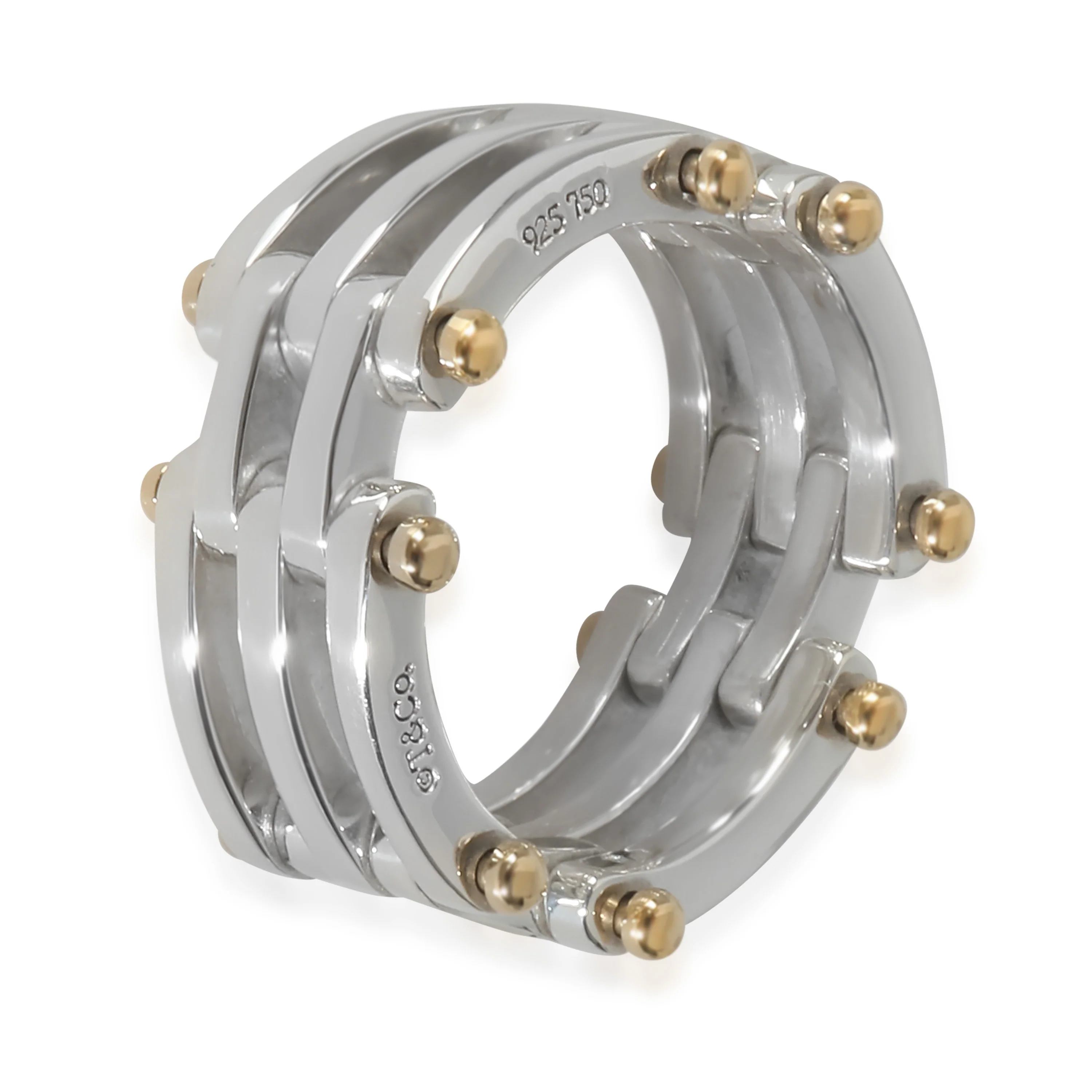 Yellow Gold & Sterling Silver  Gate Link Ring - Image 2