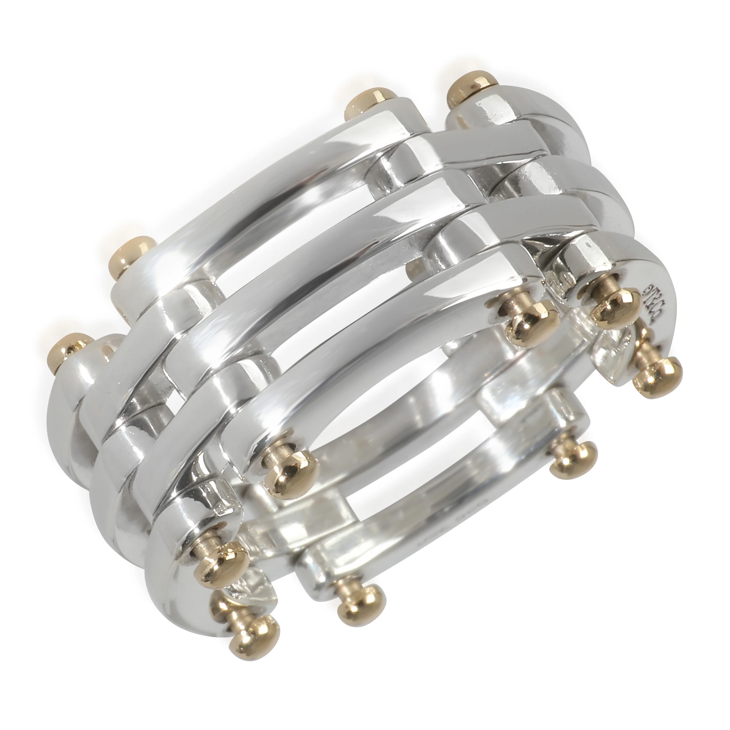 Yellow Gold & Sterling Silver  Gate Link Ring - Image 3