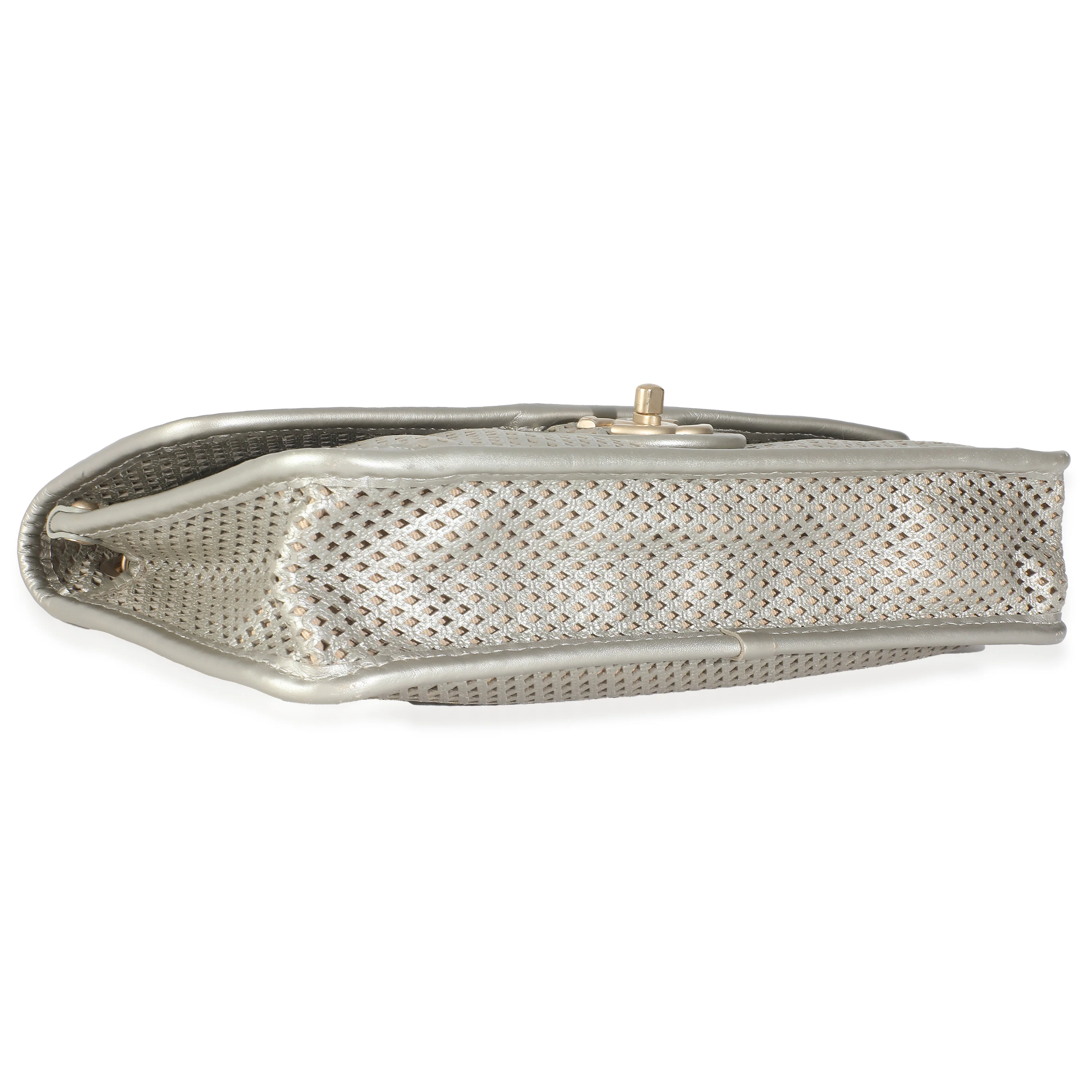 Light Gold Metallic Perforated Calfskin Small Up In The Air Flap - Image 6