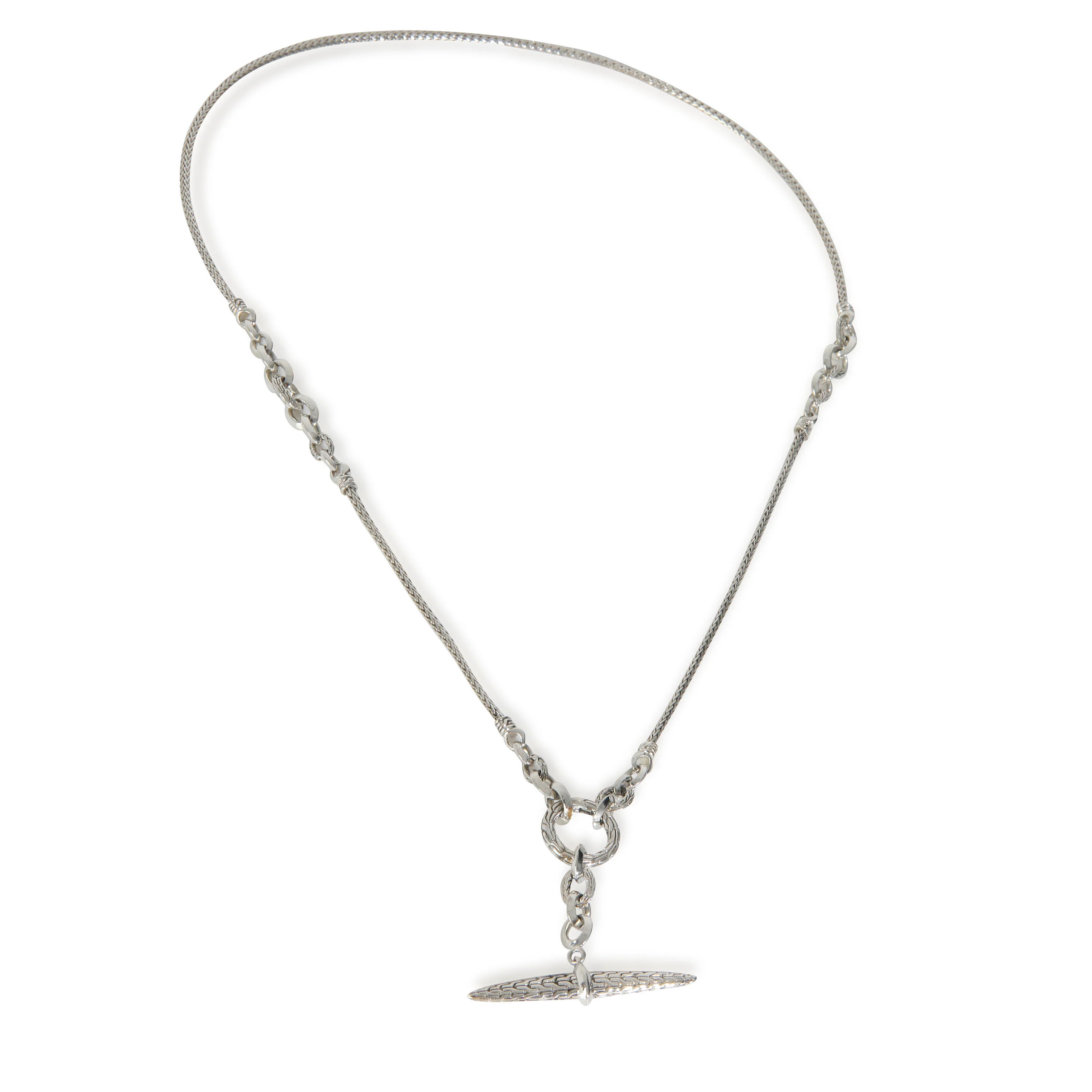 Sterling Silver Carved Chain Lariat Necklace - Image 2