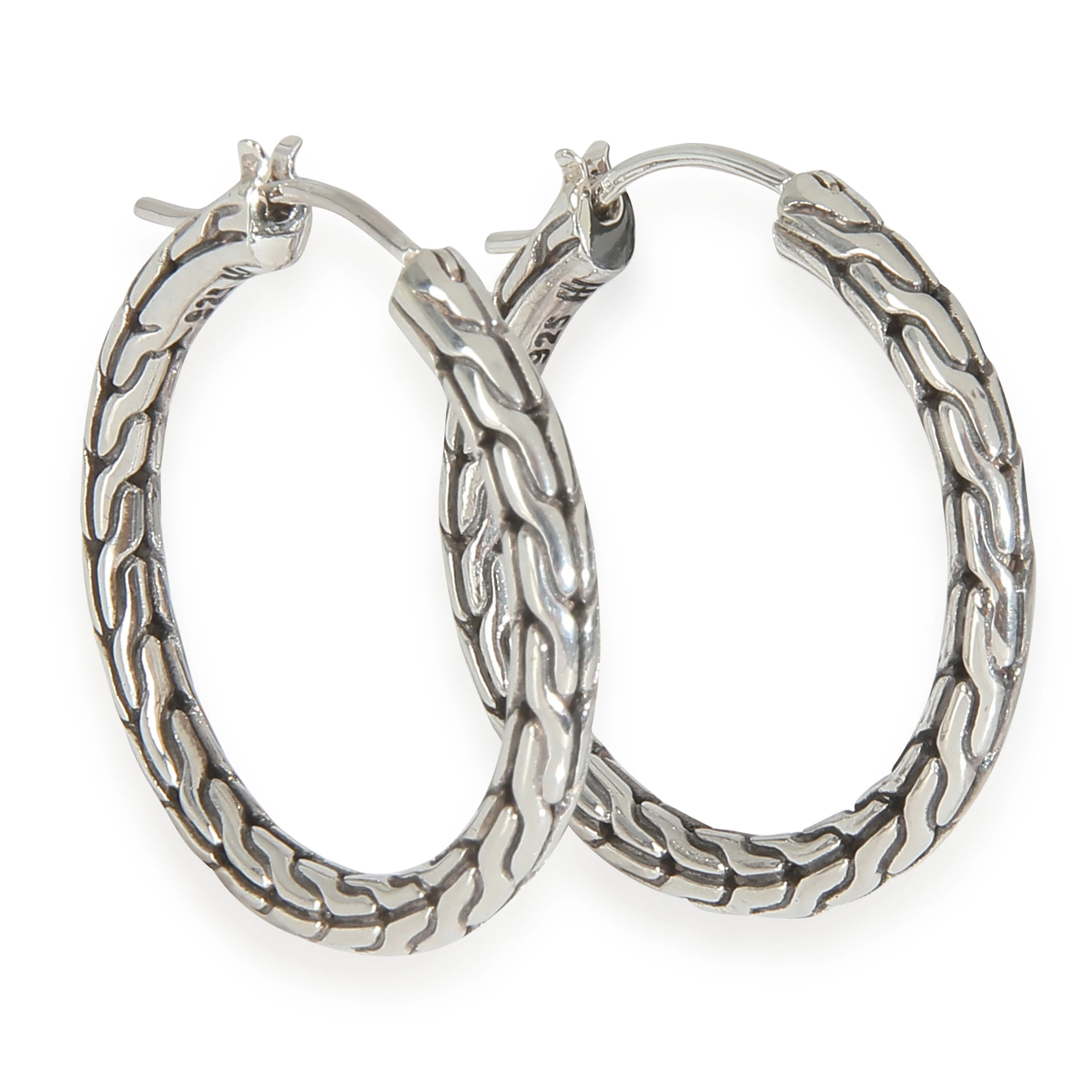 Sterling Silver Classic Chain Hoop Earrings - Image 2