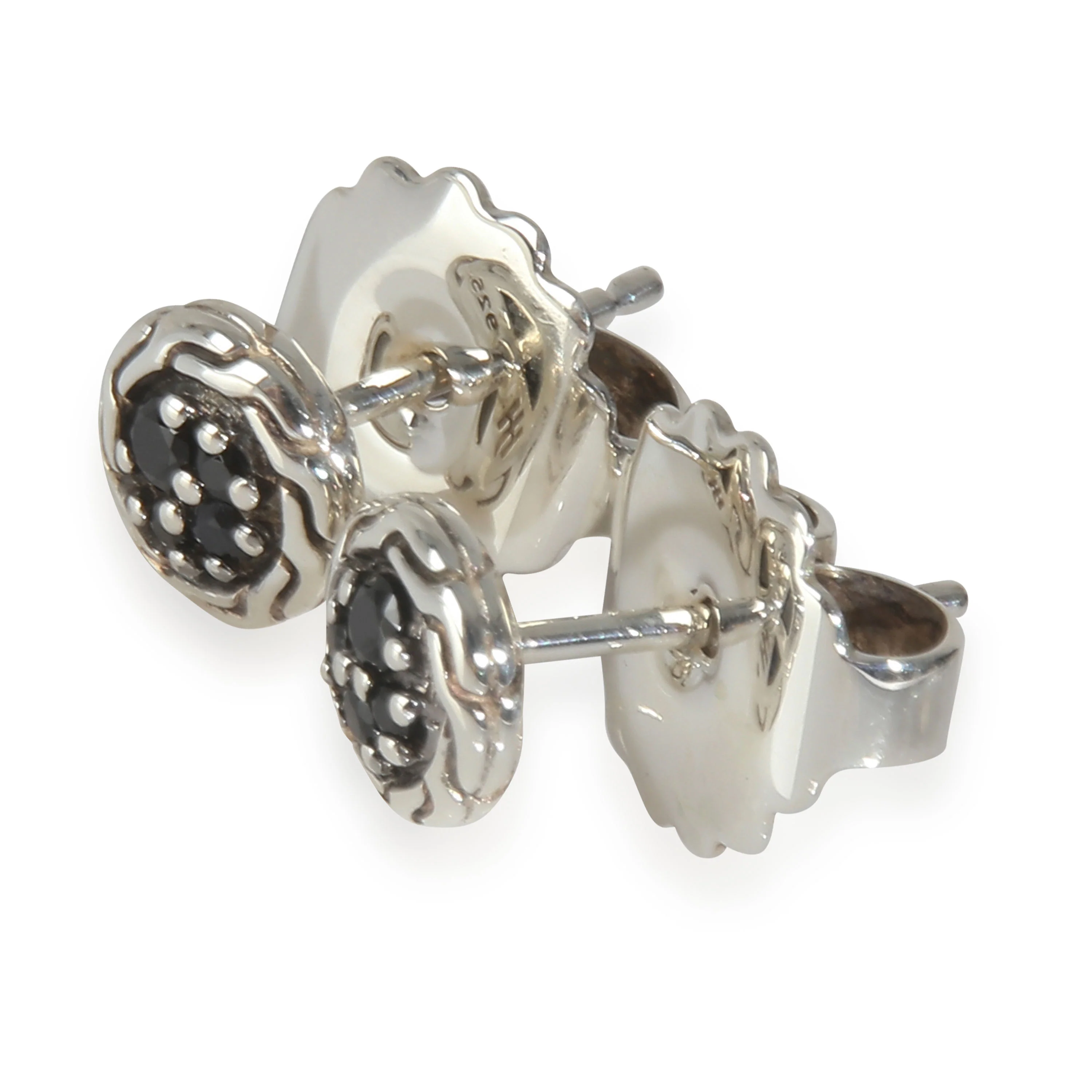 Sterling Silver Sapphire Essential Pave Stud Earrings - Image 2