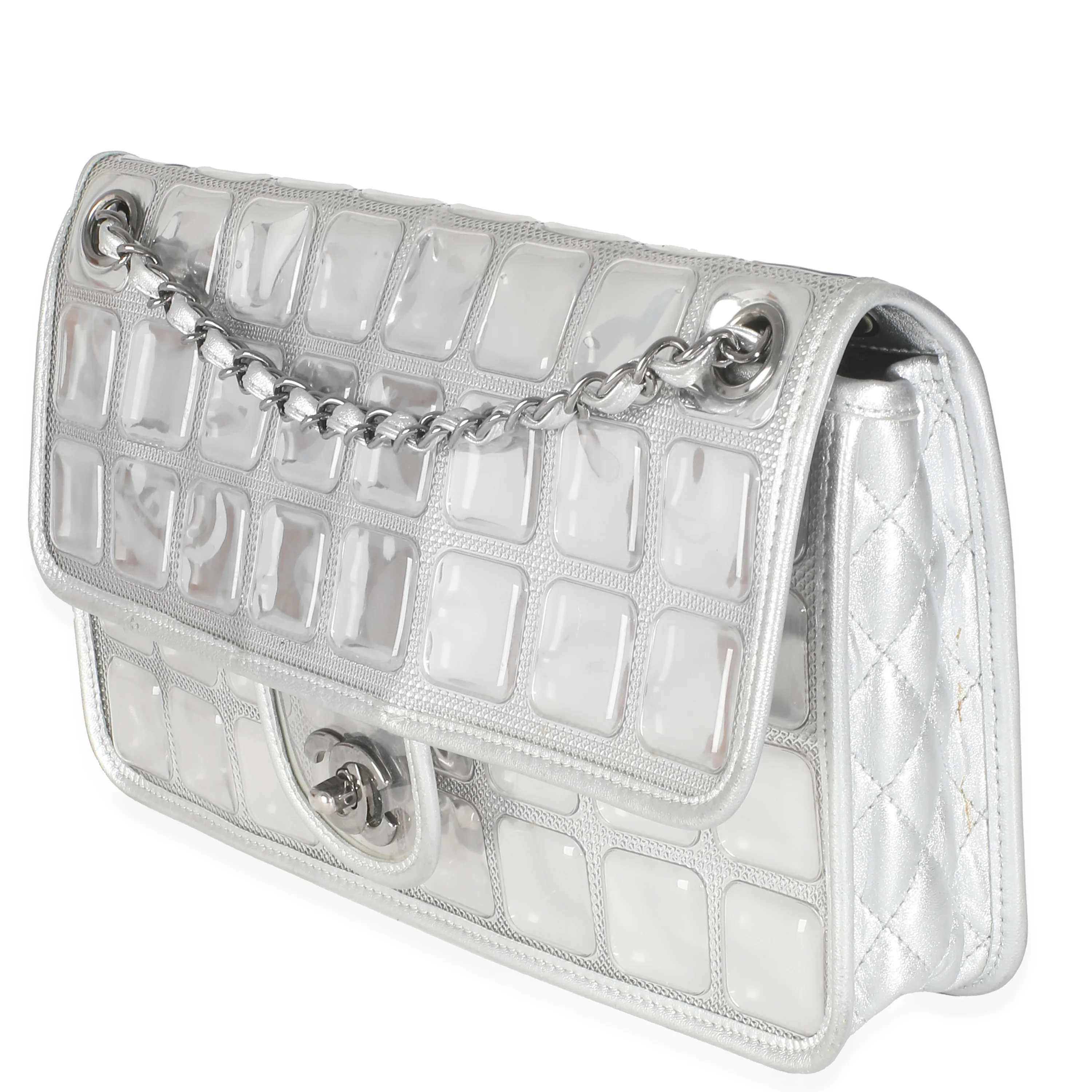 Silver PVC Calfskin Ice Cube Flap - Image 2
