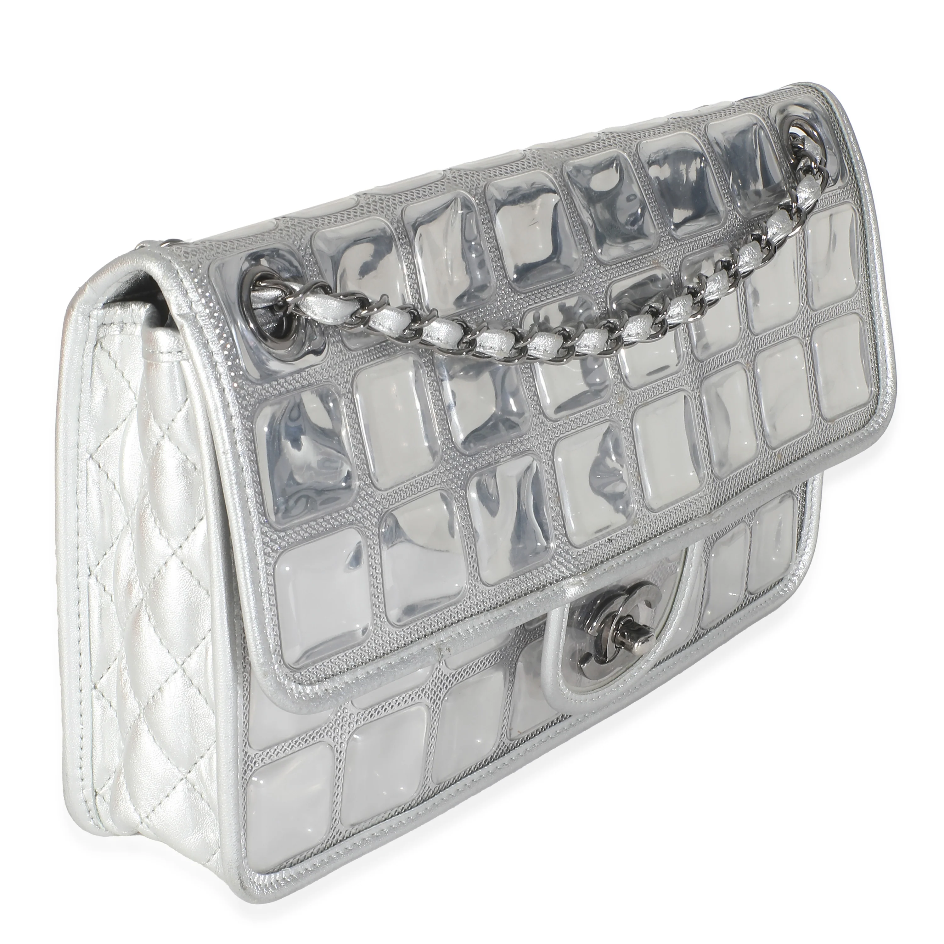 Silver PVC Calfskin Ice Cube Flap - Image 3