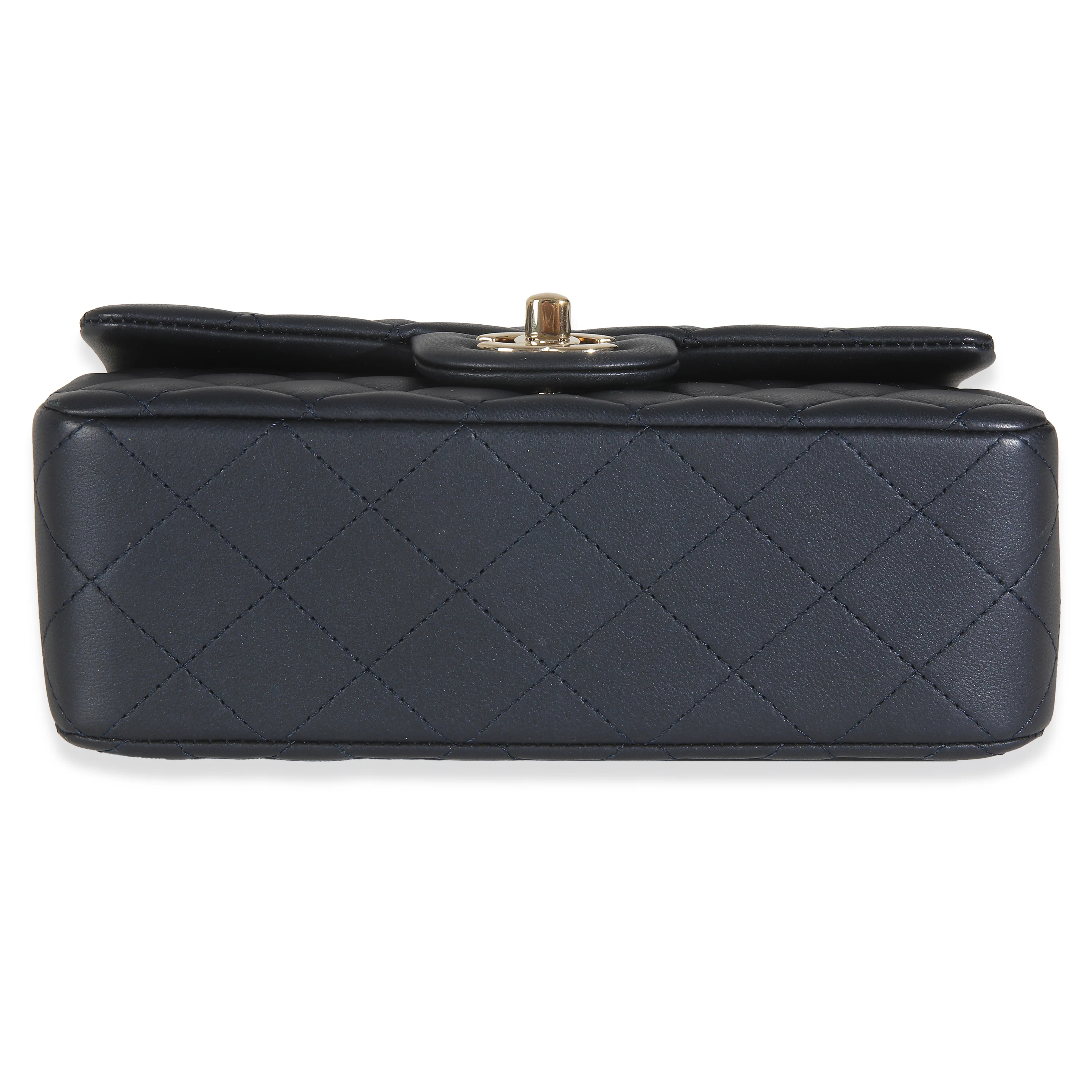 Navy Quilted Lambskin Mini Rectangular Top Handle - Image 5