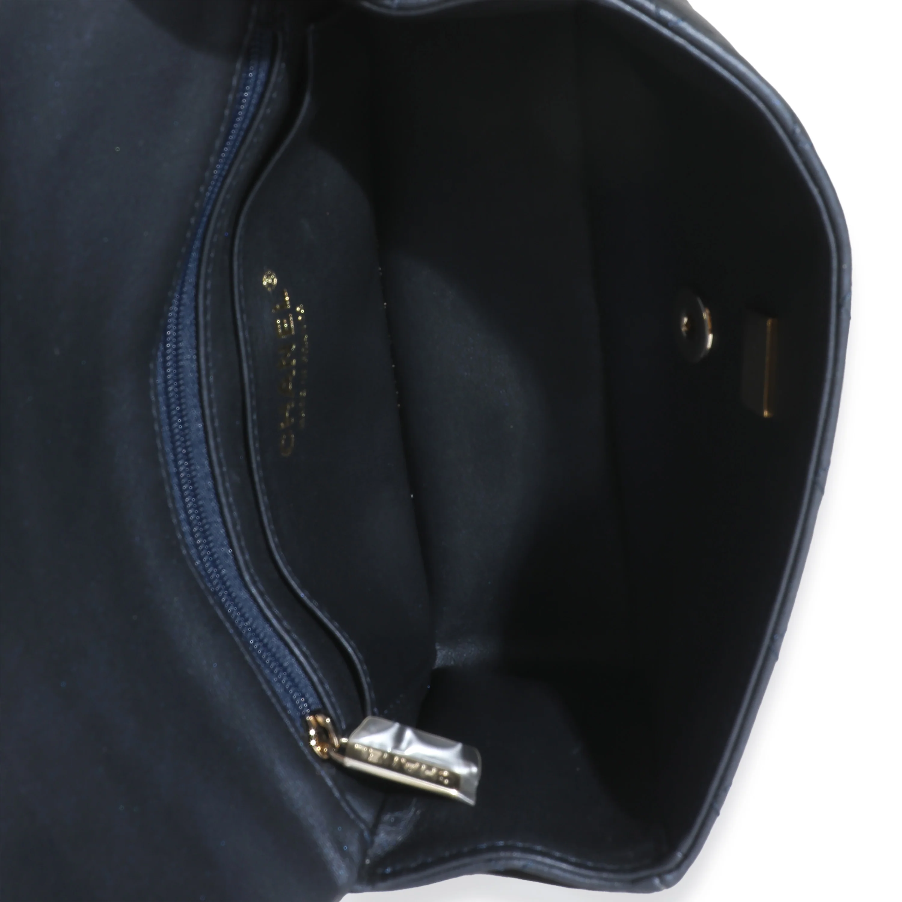 Navy Quilted Lambskin Mini Rectangular Top Handle - Image 9