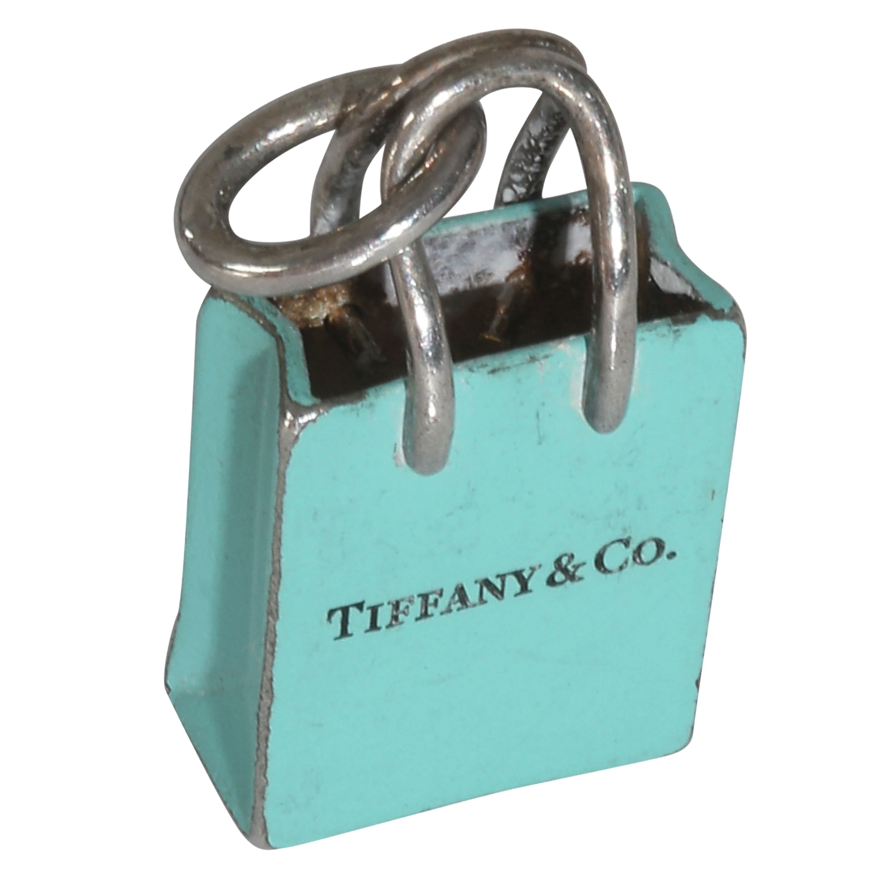 Sterling Silver Blue Enamel Shopping Bag Charm - Image 4