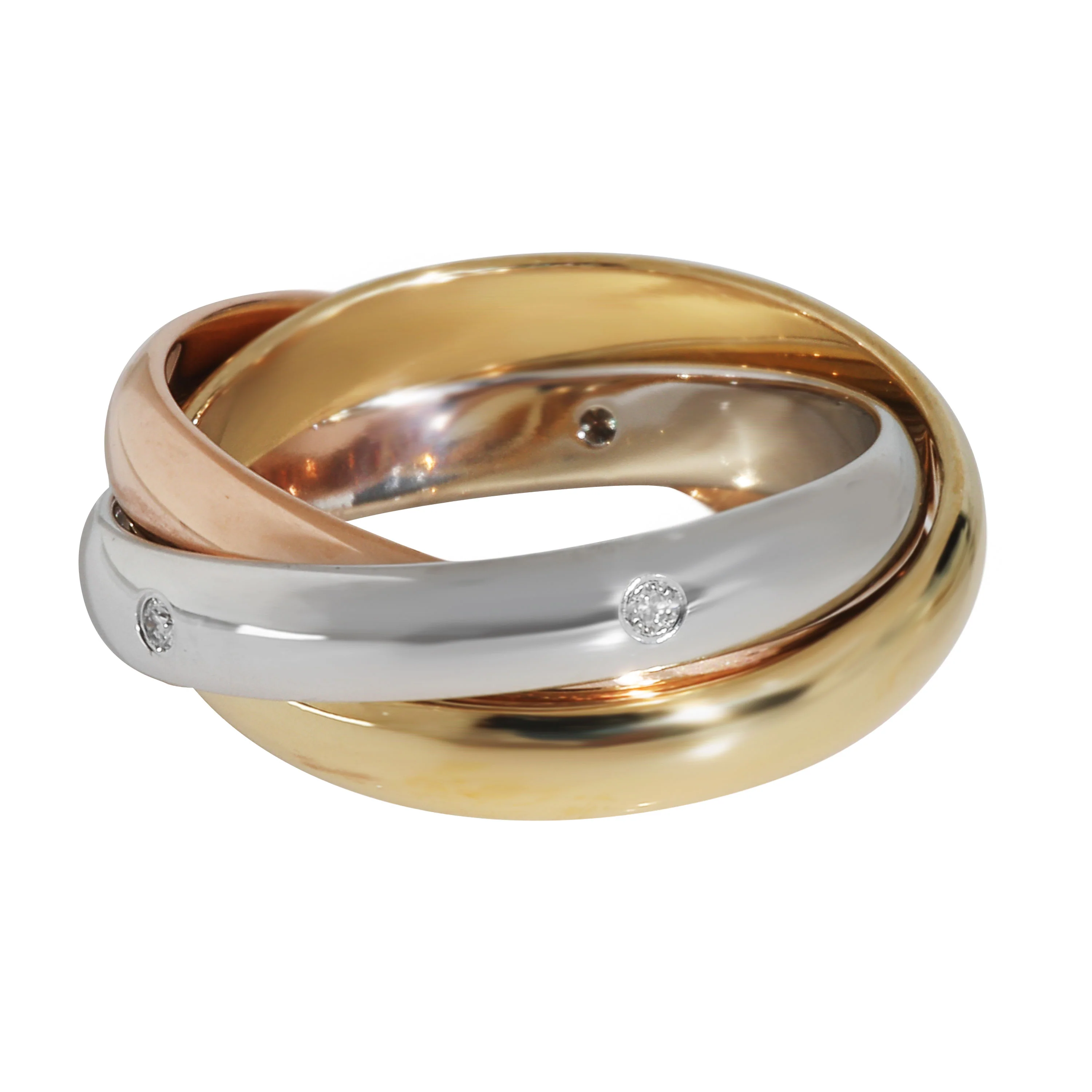 3-Tone Gold Diamond 5 Diamond Trinity Ring