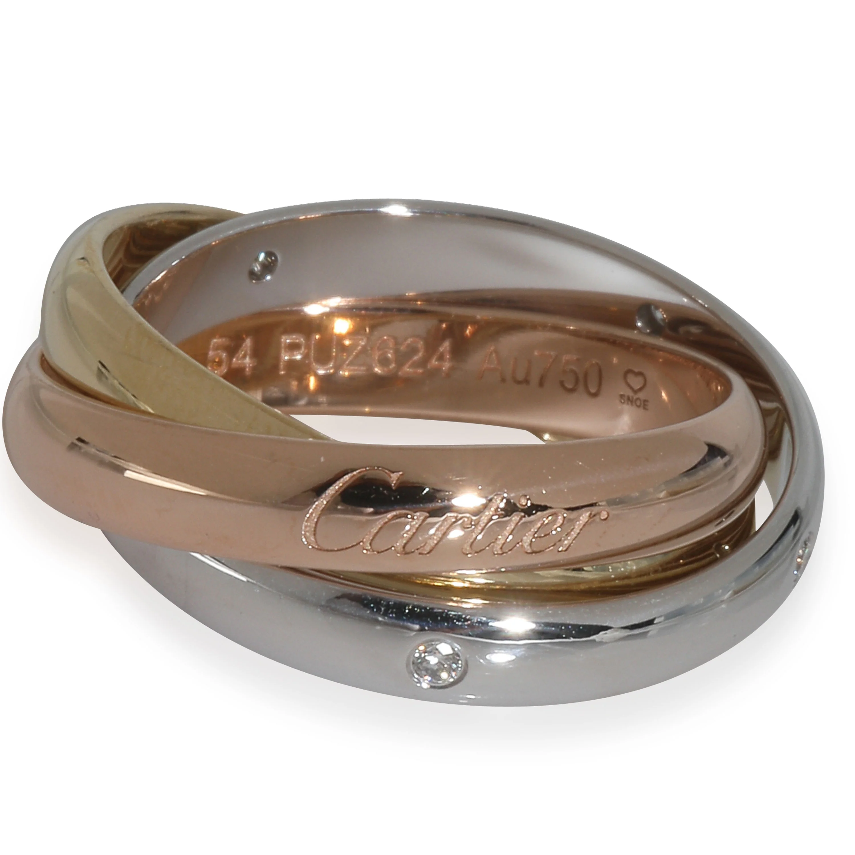3-Tone Gold Diamond 5 Diamond Trinity Ring - Image 4