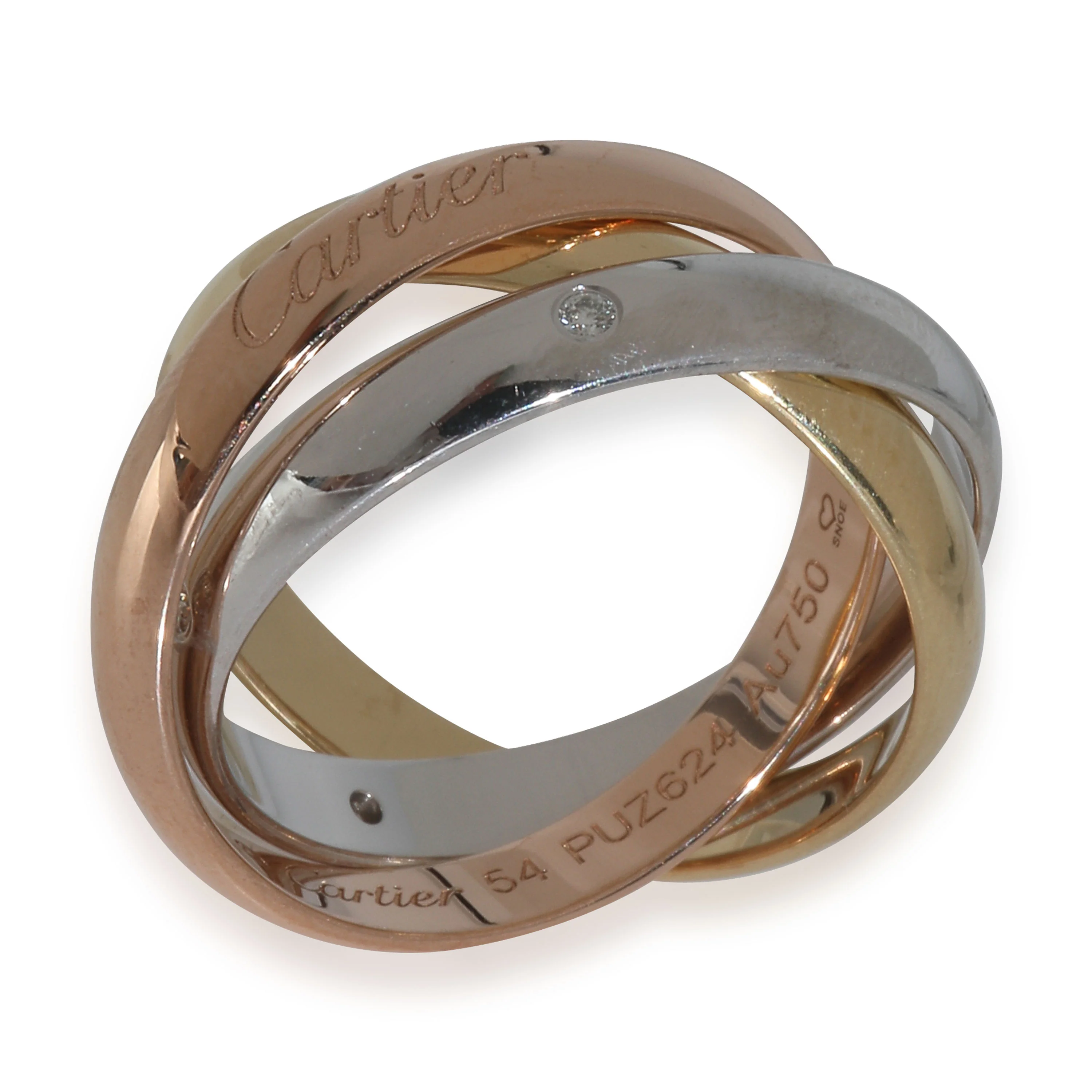 3-Tone Gold Diamond 5 Diamond Trinity Ring - Image 6
