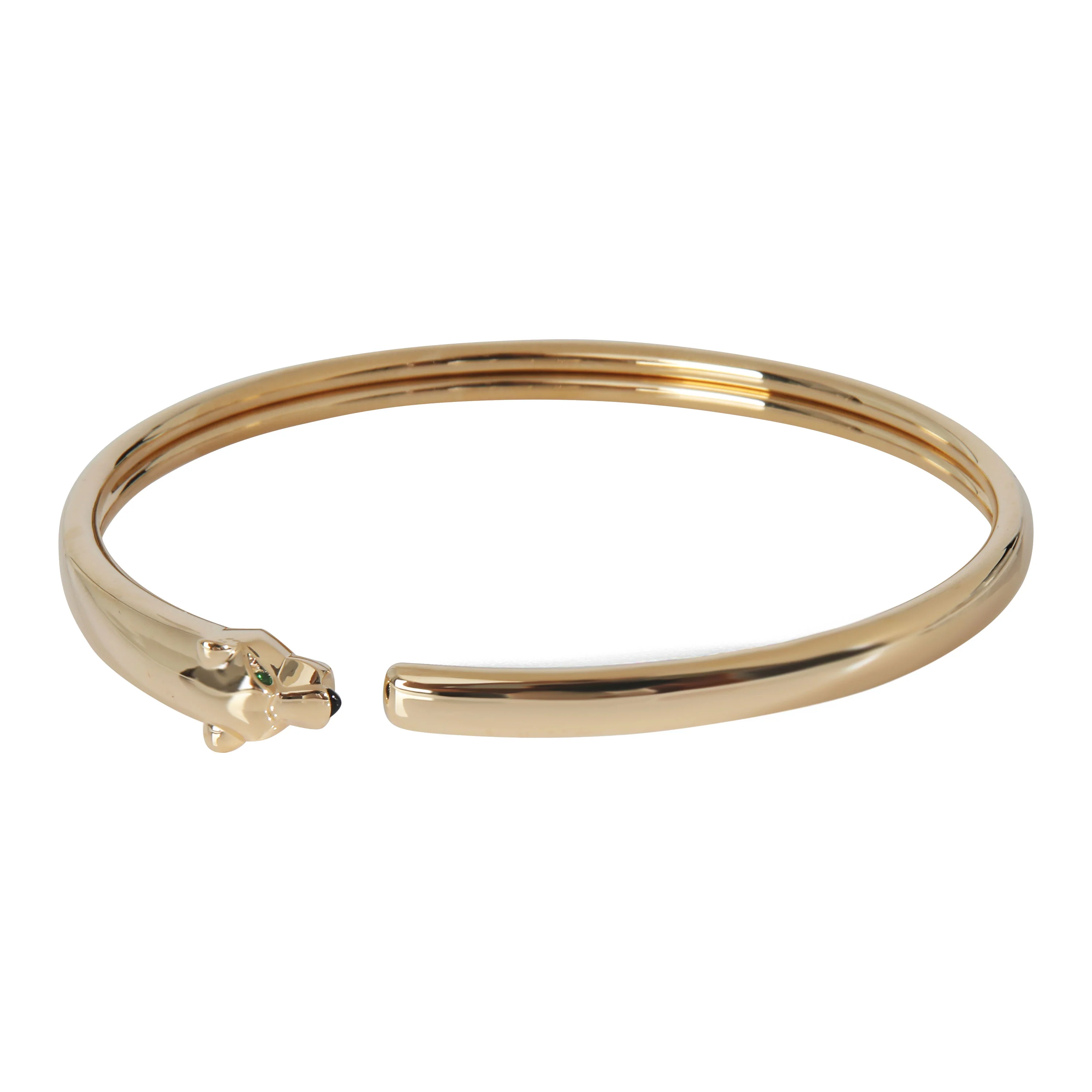 Yellow Gold Tsavorite and Onyx Small Model Panthere de Cartier Bracelet