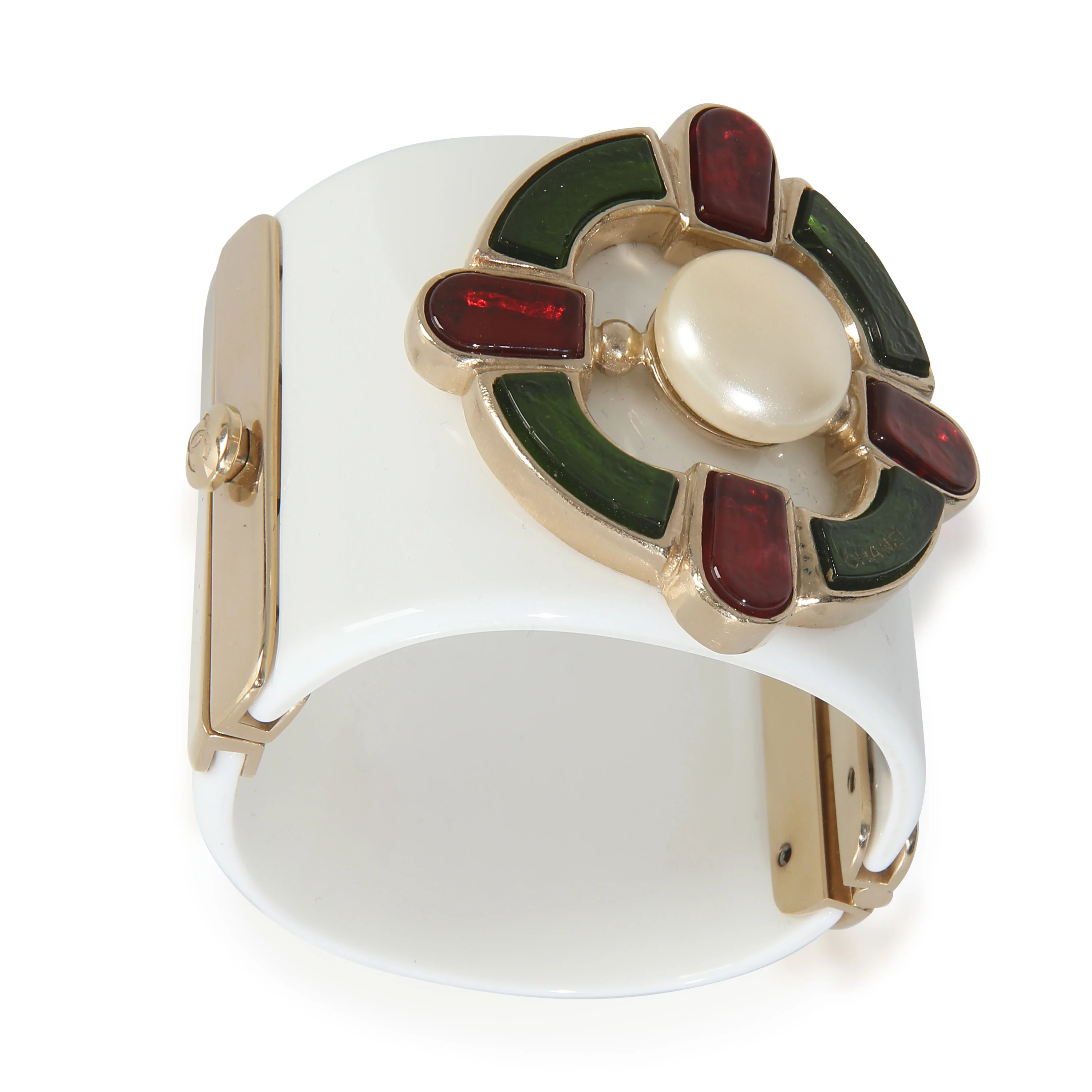 Gold-Plated  2007 Wide Resin & Gripoix Bracelet - Image 6