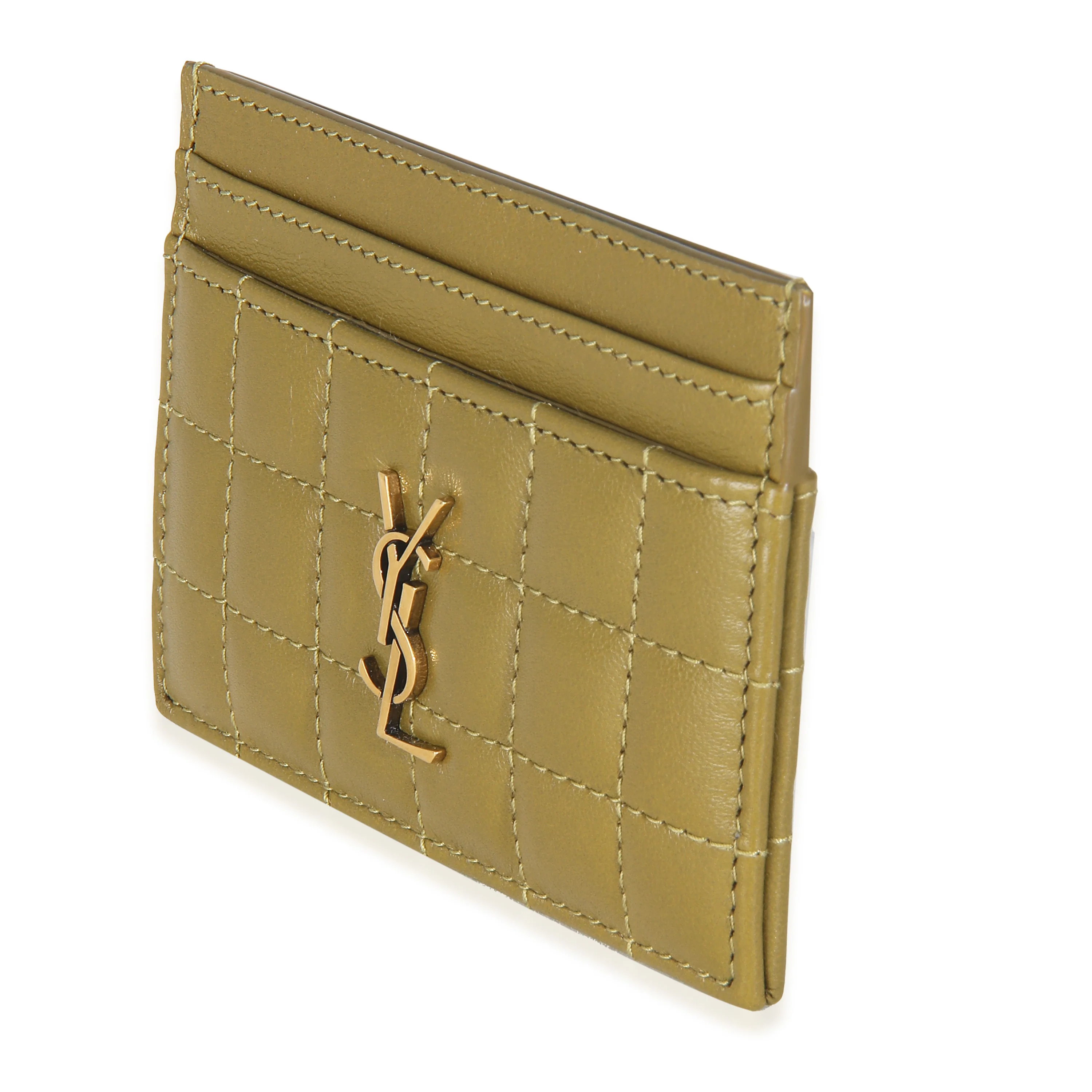 Olive Drab Quilted Lambskin Cassandre Credit Card Case - Image 2