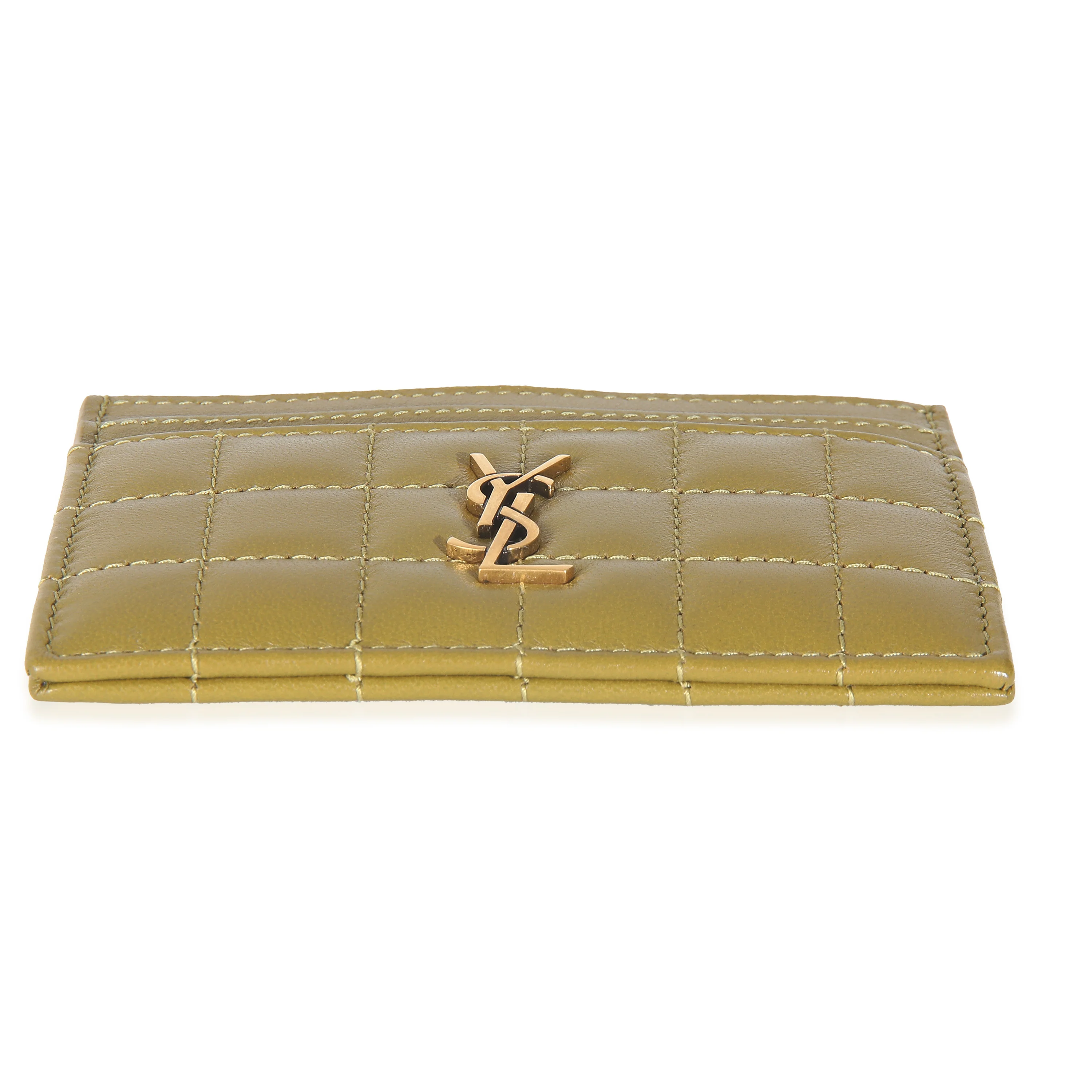 Olive Drab Quilted Lambskin Cassandre Credit Card Case - Image 5