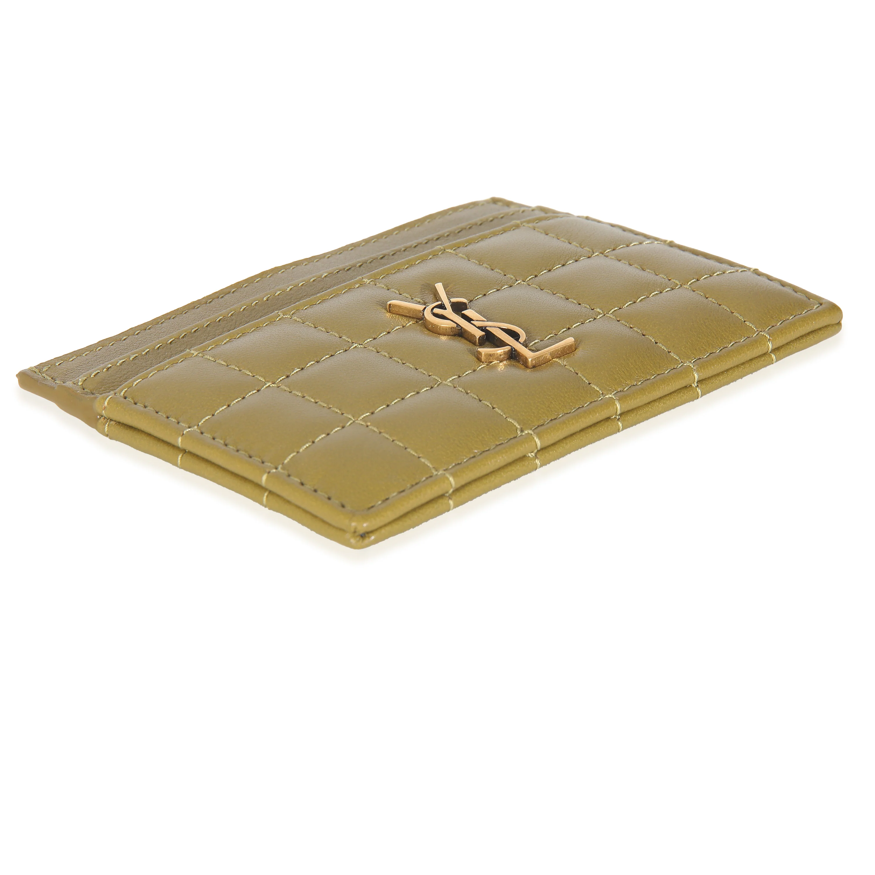Olive Drab Quilted Lambskin Cassandre Credit Card Case - Image 6