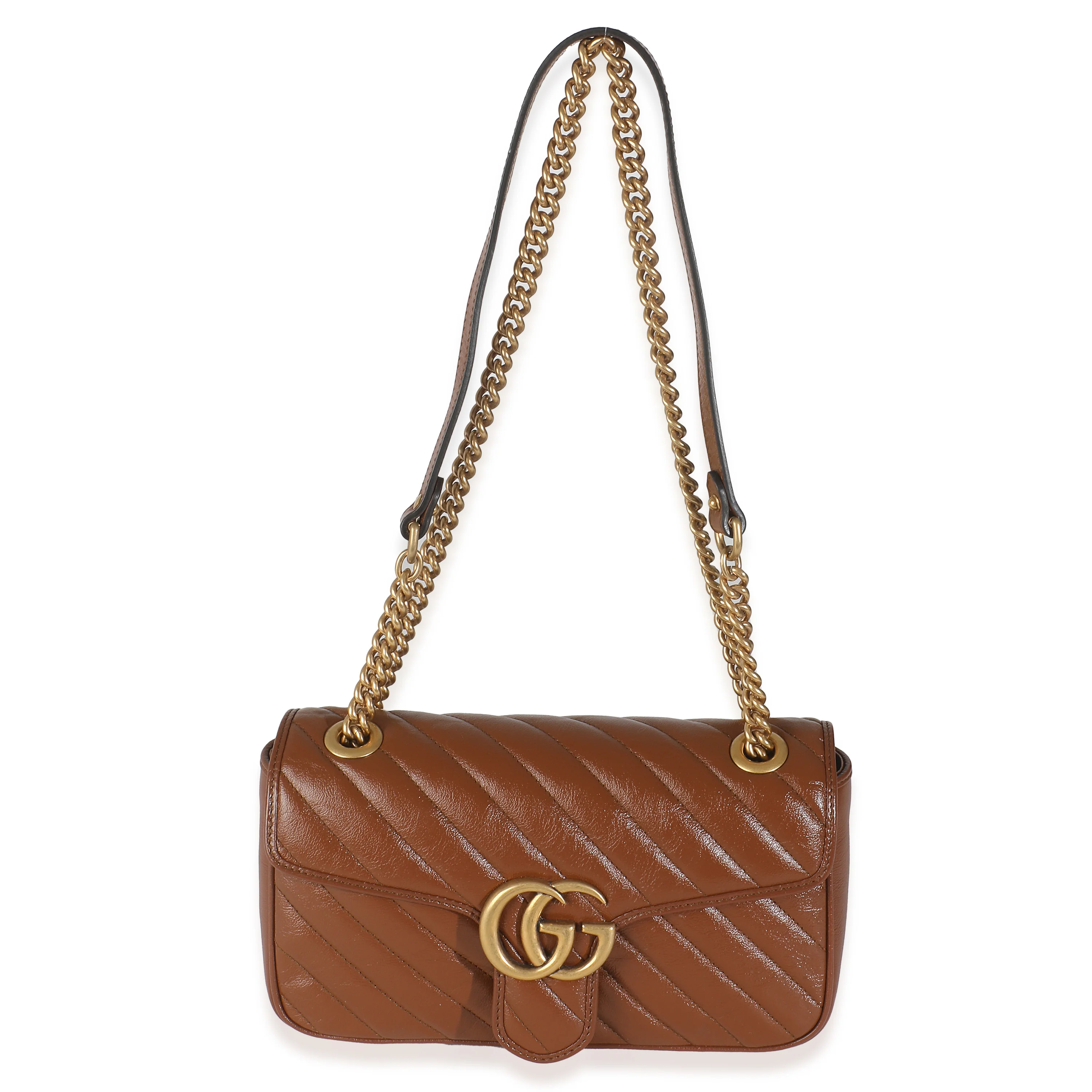 Brown Azalea Calfskin Matelasse Diagonal GG Marmont Shoulder Bag - Image 7
