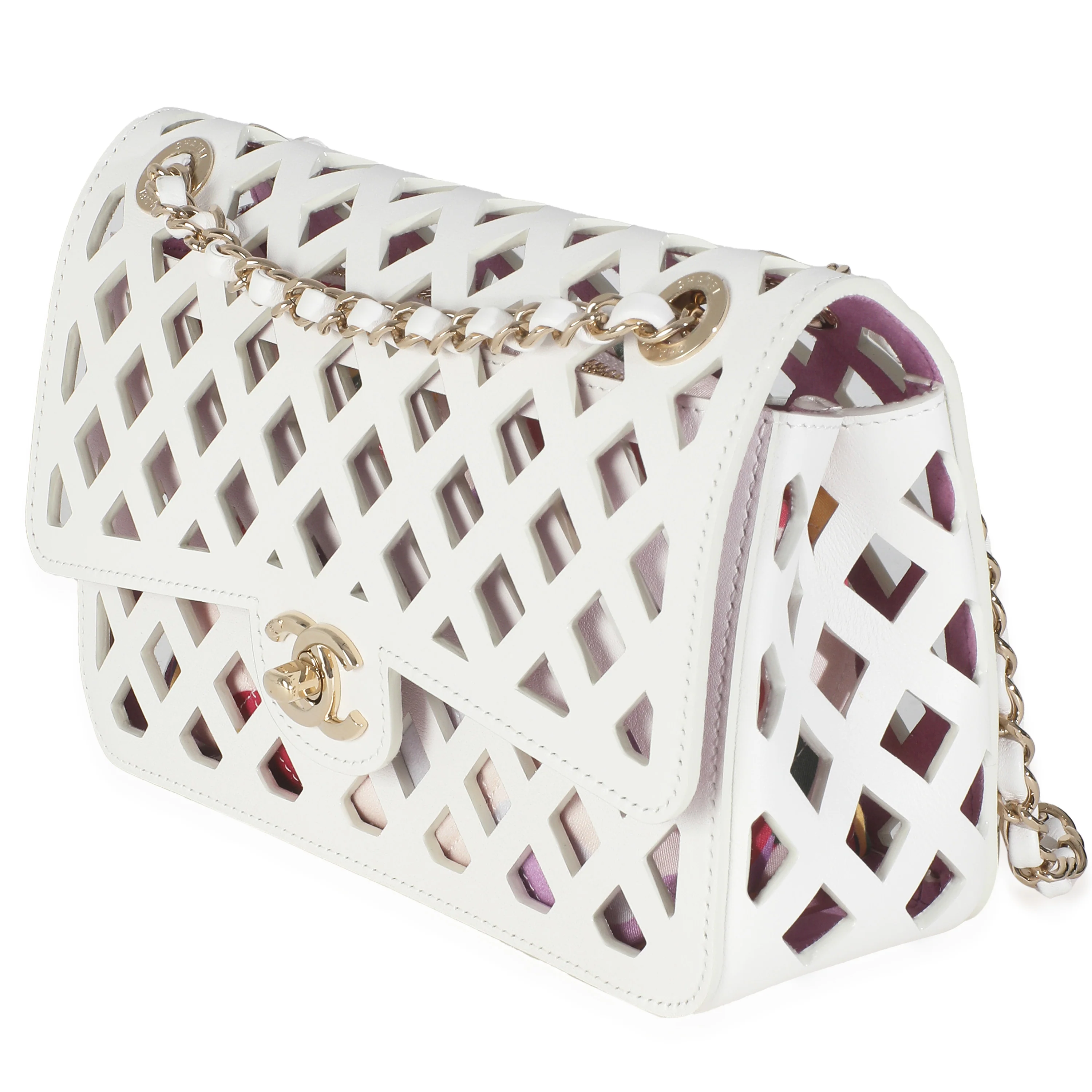 White Lambskin Small See Through Flap Bag - Image 2