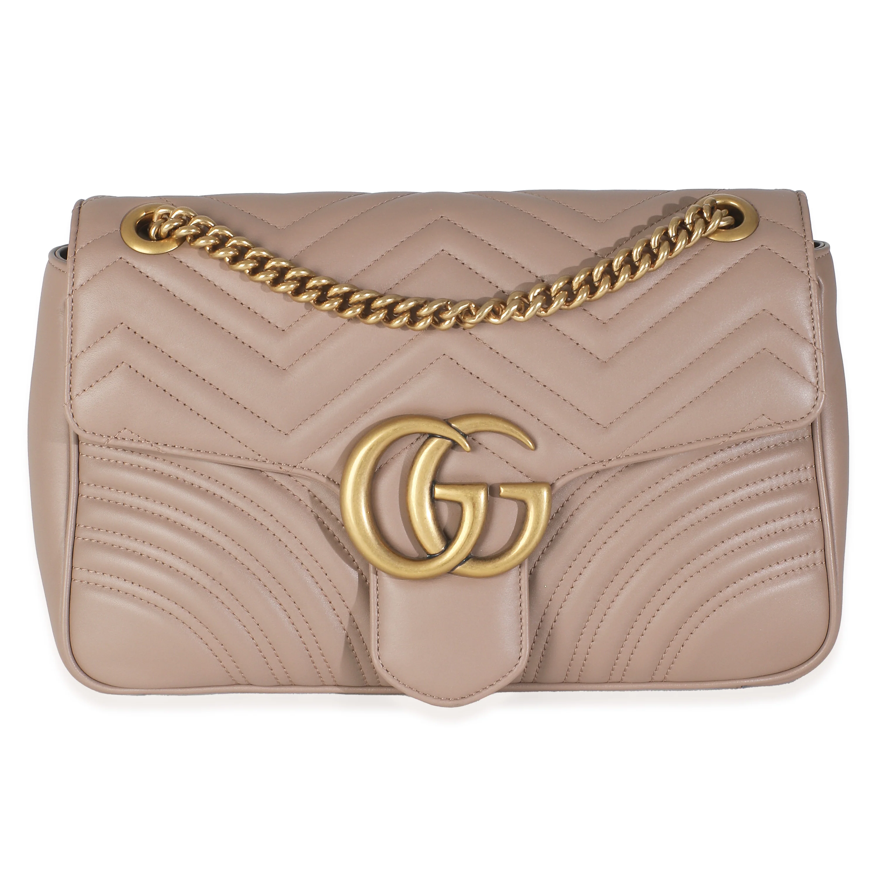 Porcelain Rose Calfskin Matelasse Medium GG Marmont Shoulder Bag