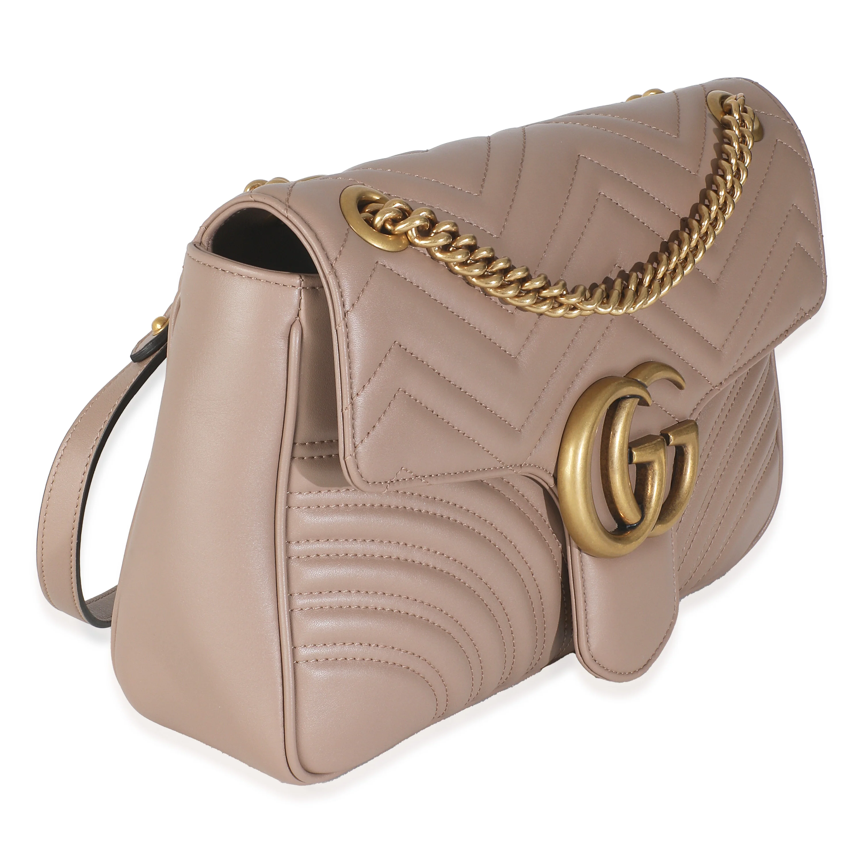 Porcelain Rose Calfskin Matelasse Medium GG Marmont Shoulder Bag - Image 3