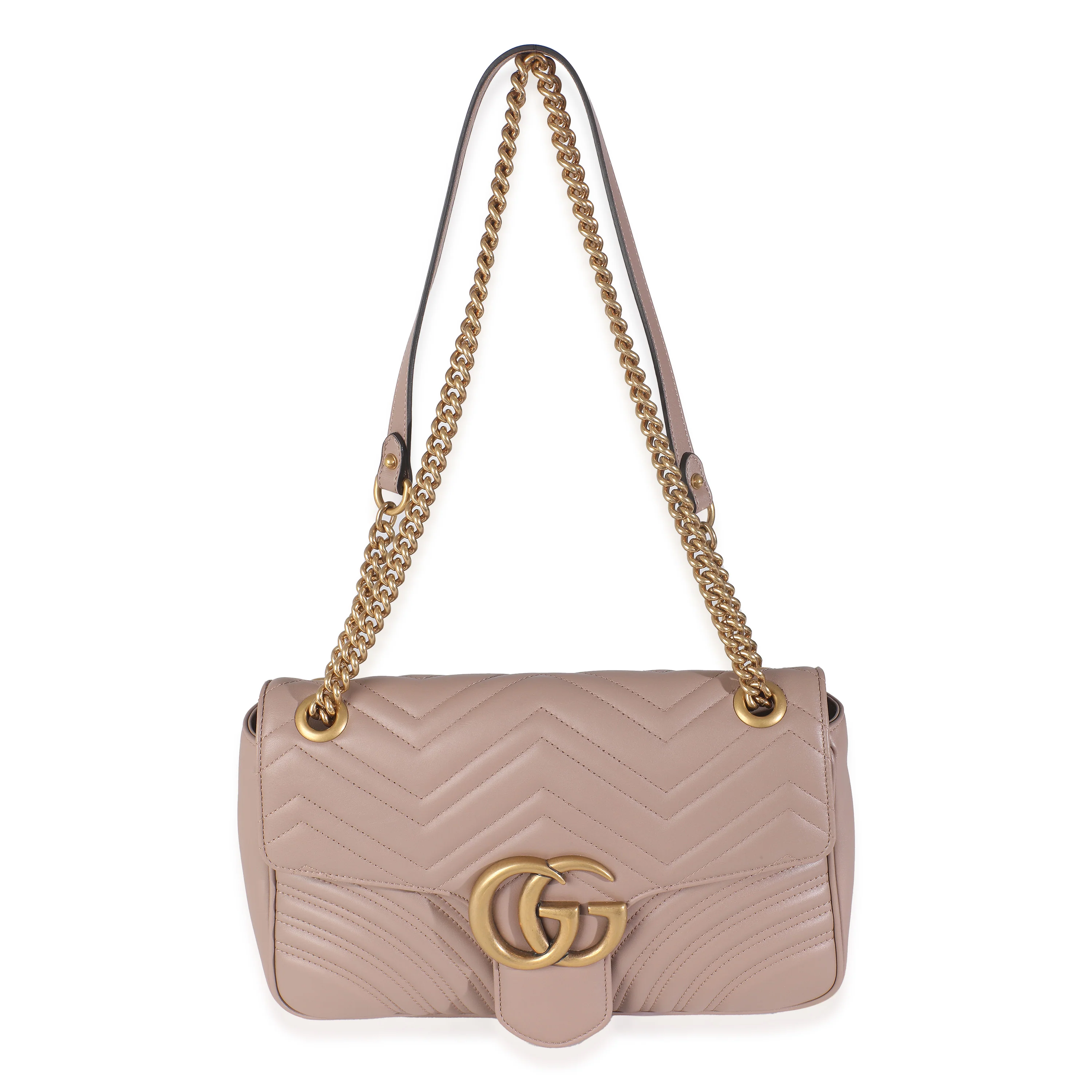 Porcelain Rose Calfskin Matelasse Medium GG Marmont Shoulder Bag - Image 8