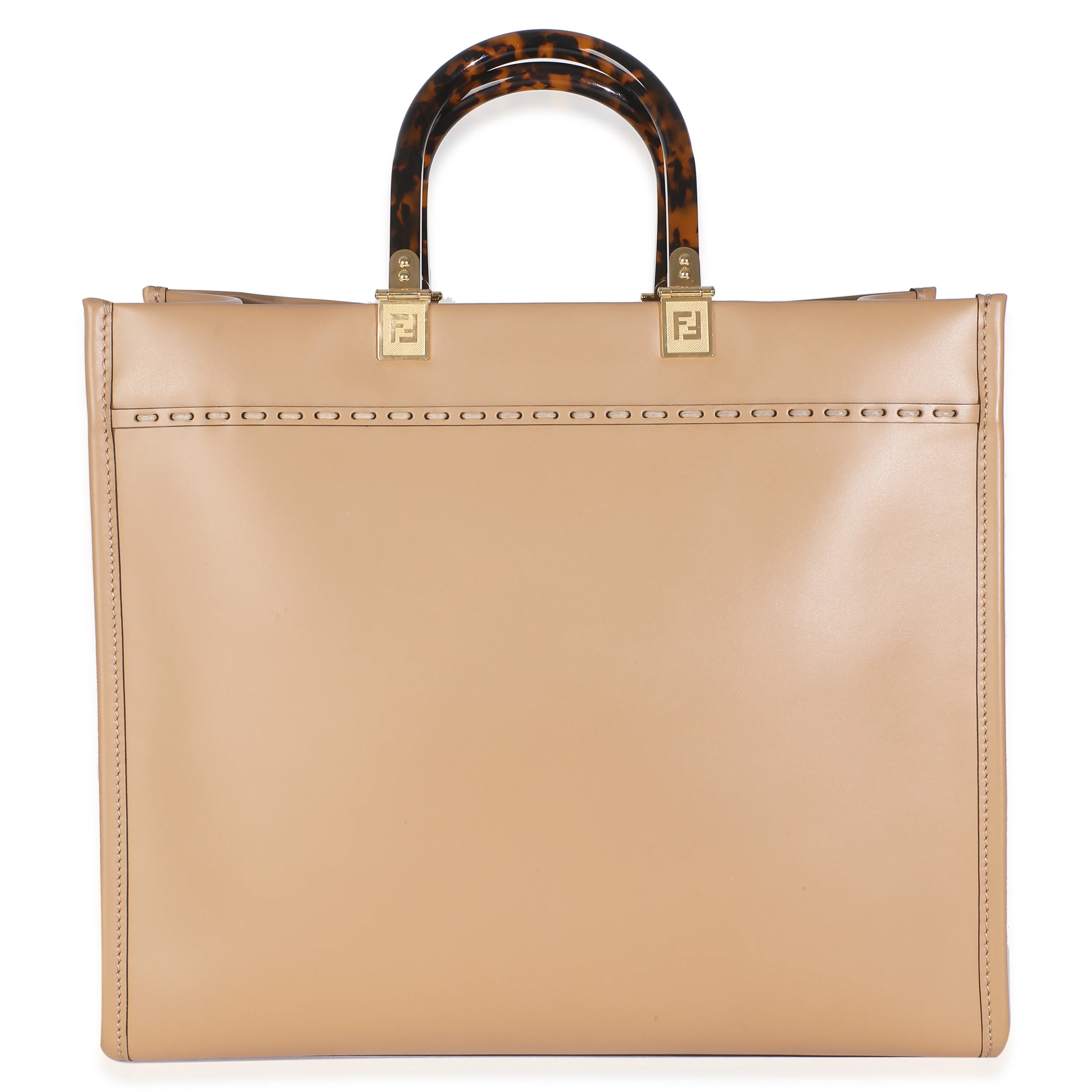 Dark Beige Calfskin Python Medium Fendi Sunshine Shopper Tote - Image 4