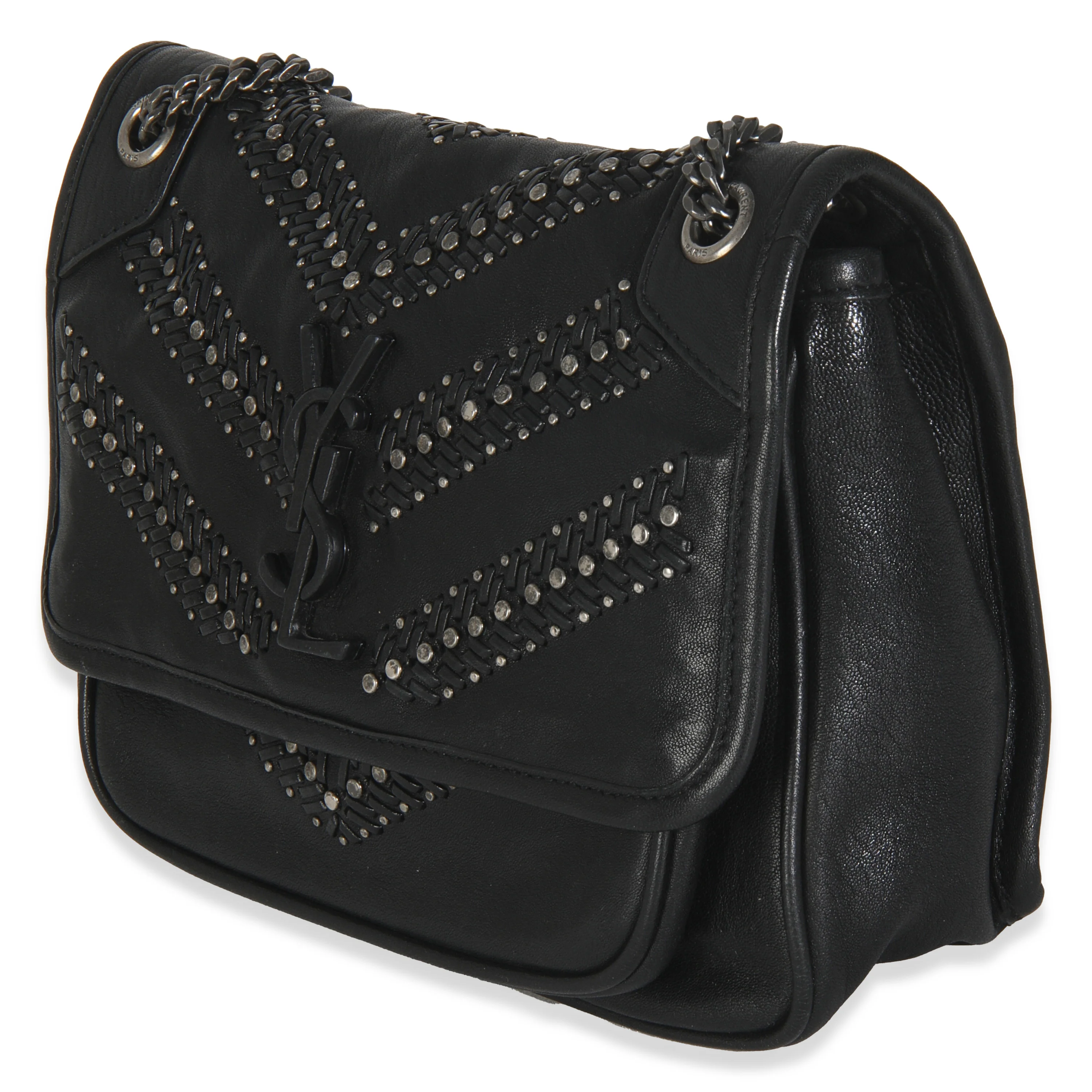 Black Calfskin Matelasse Studded Small Niki Chain Bag - Image 2