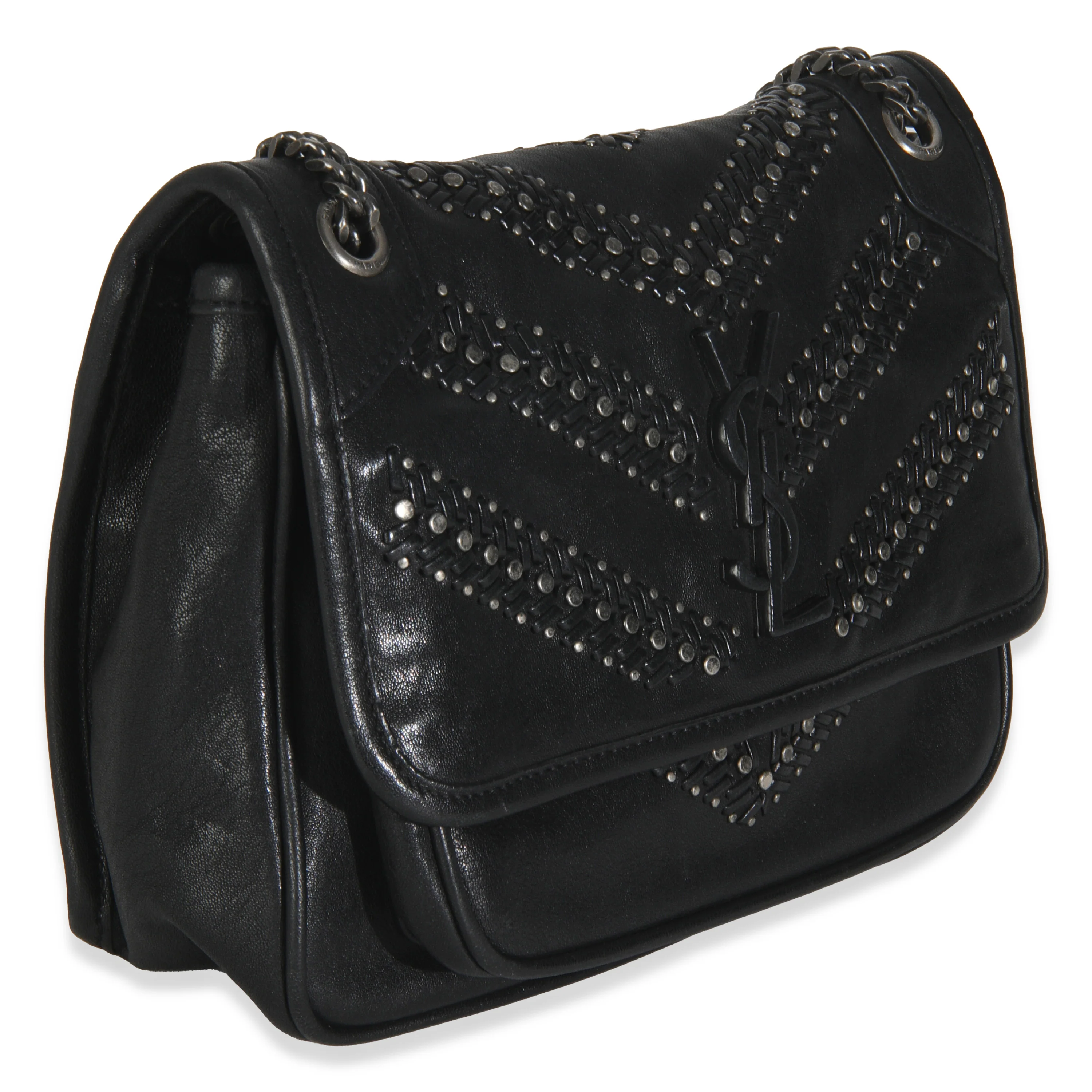Black Calfskin Matelasse Studded Small Niki Chain Bag - Image 3